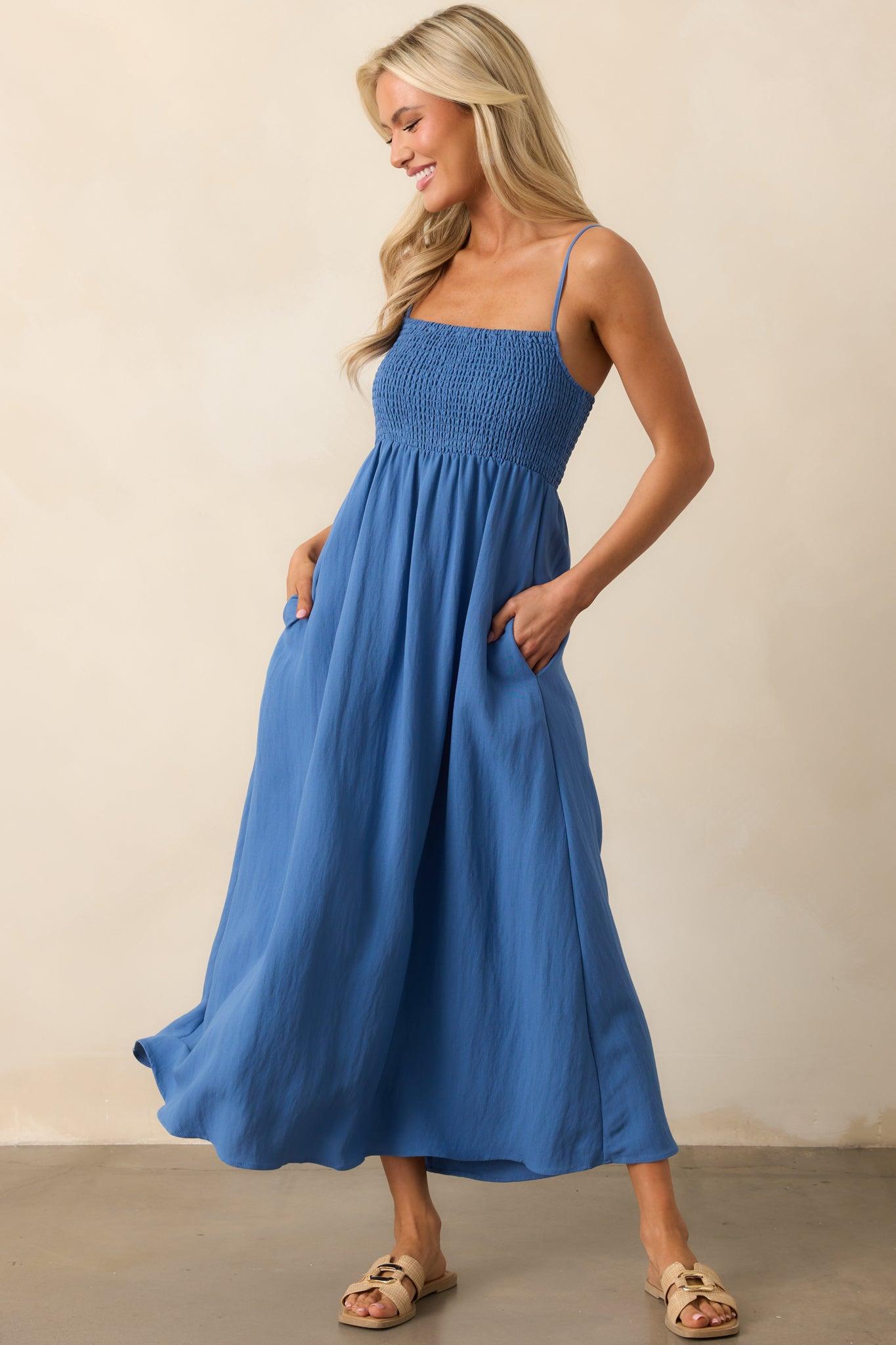 Z Supply Riviera Blue Beachside Midi Dress Product Image