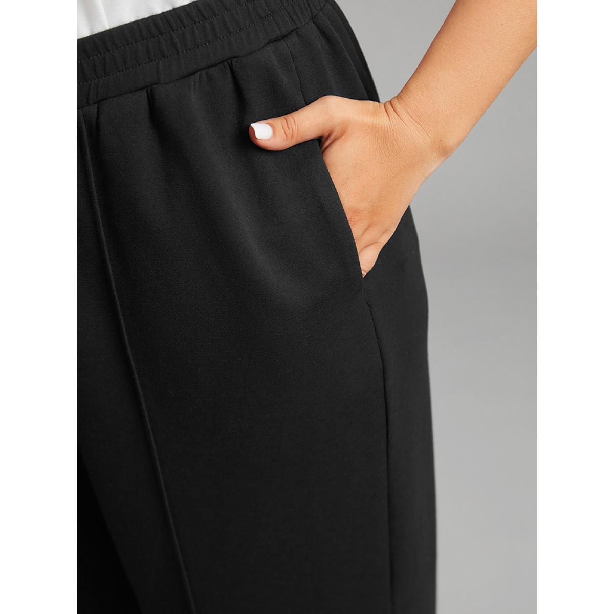 Supersoft Essentials Crossover Paperbag Waist Sweatpants Black Plus Size Women Casual Dailywear Plain 10/M Bloomchic Product Image