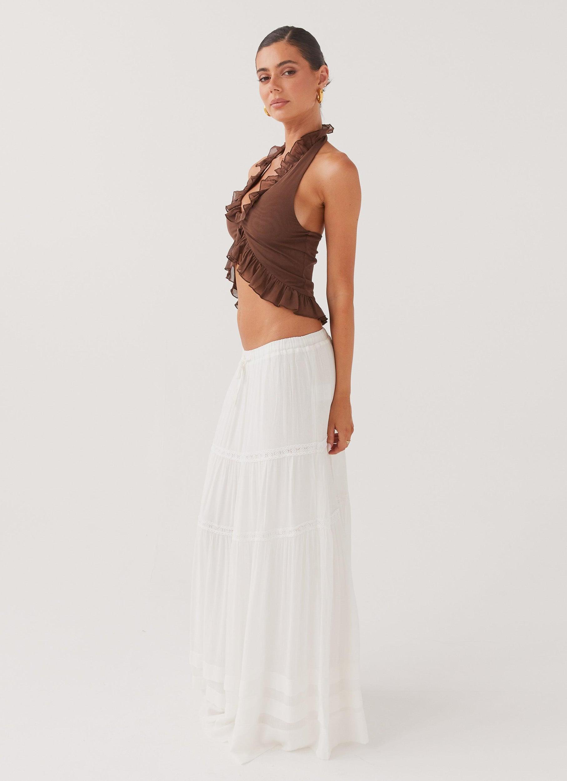 Moonstone Tiered Maxi Skirt - White Product Image