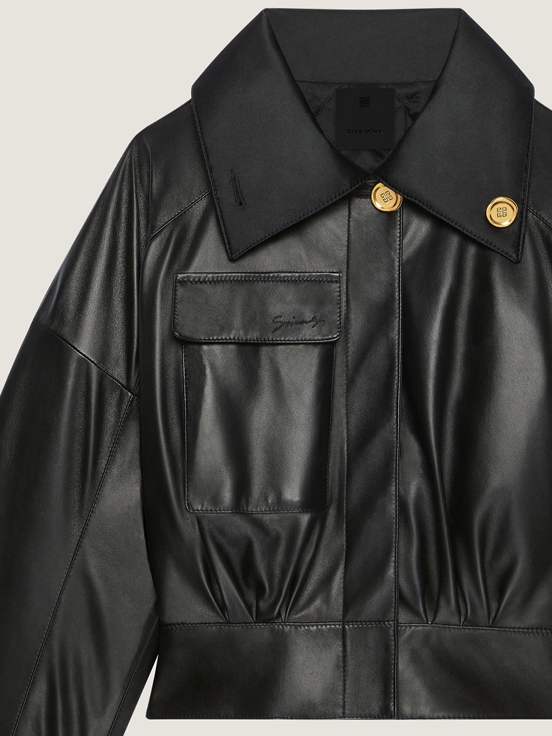 Jacket in nappa leather with adjustable collar Product Image
