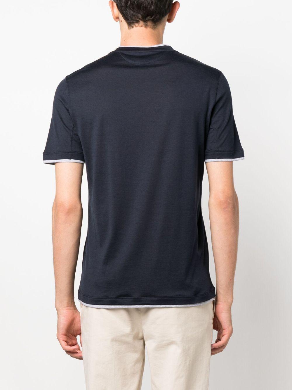round-neck silk-cotton T-shirt Product Image