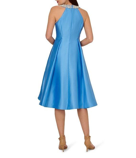 Adrianna Papell Beaded Halter Neck High-Low Hem A-Line Dress Product Image