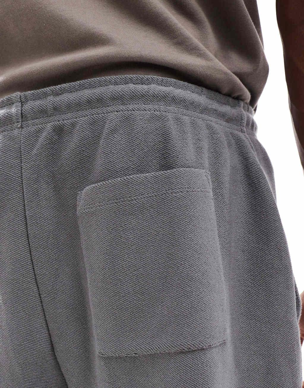 ASOS DESIGN oversized textured sweatpants in charcoal - part of a set Product Image