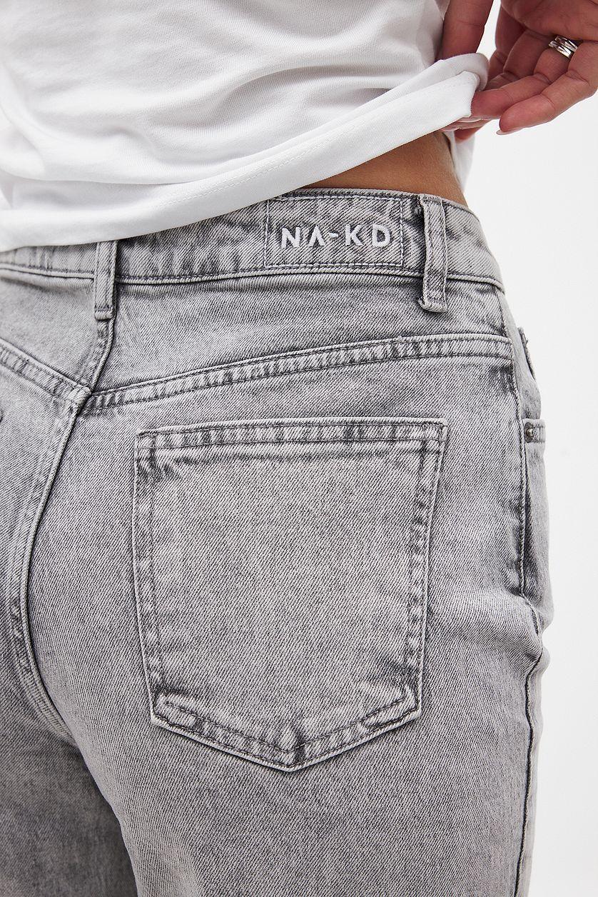 Straight High Waist Jeans Grey Product Image
