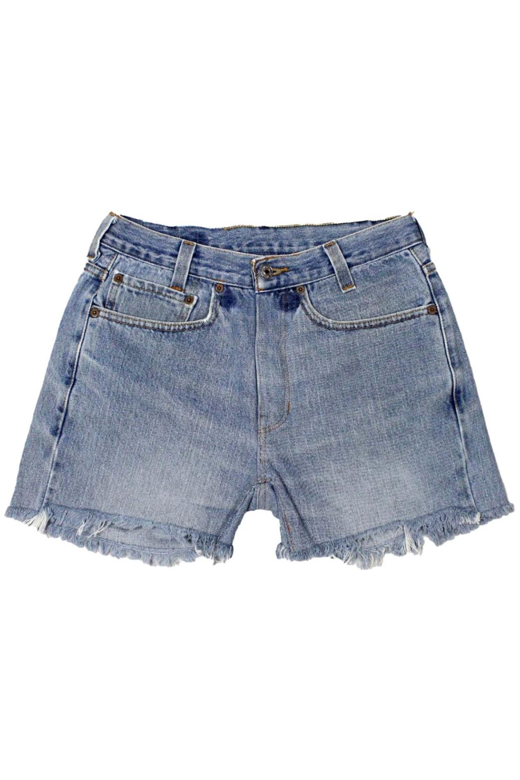 Mid-Rise Upcycled Denim Straight-Cut Shorts Product Image