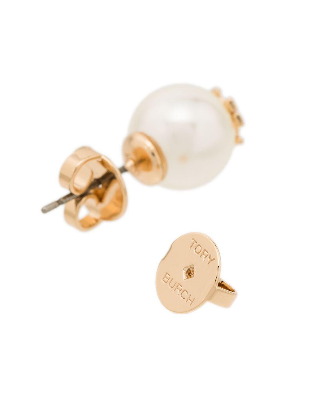 logo-plaque pearl stud earrings Product Image