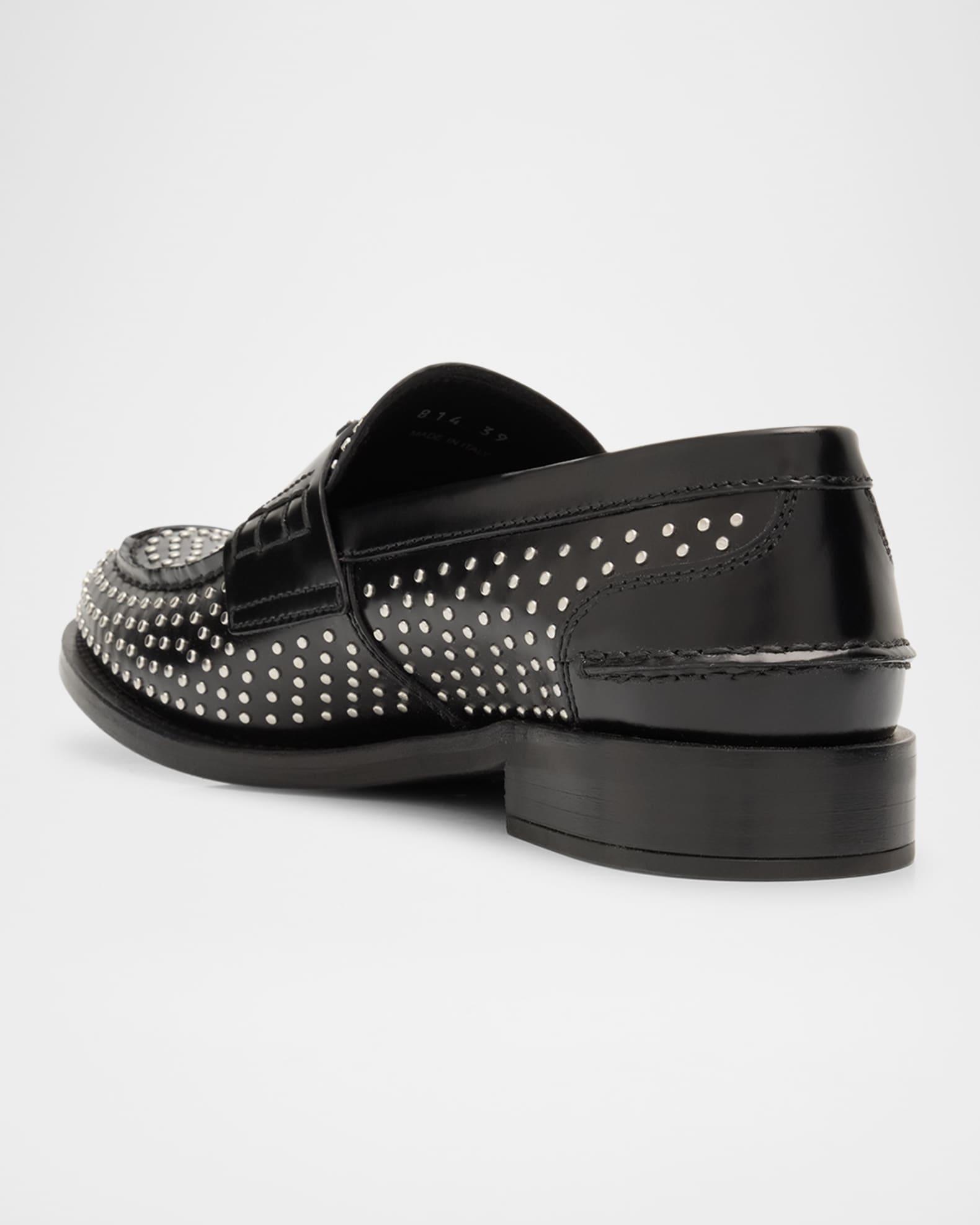 Spazzolato Leather Studded Loafers Product Image