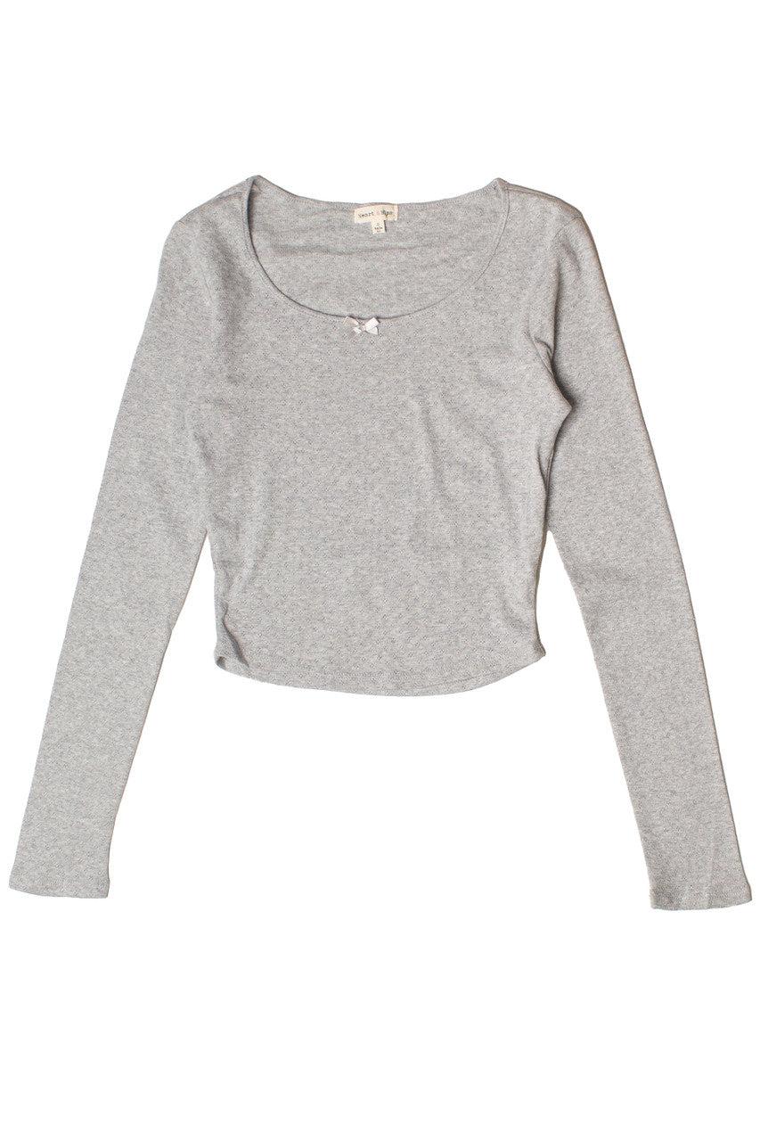 Long Sleeve Pointelle Bow Top Product Image