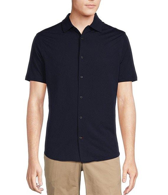 Cremieux Blue Label Stretch Jersey Solid Short Sleeve Coatfront Shirt Product Image