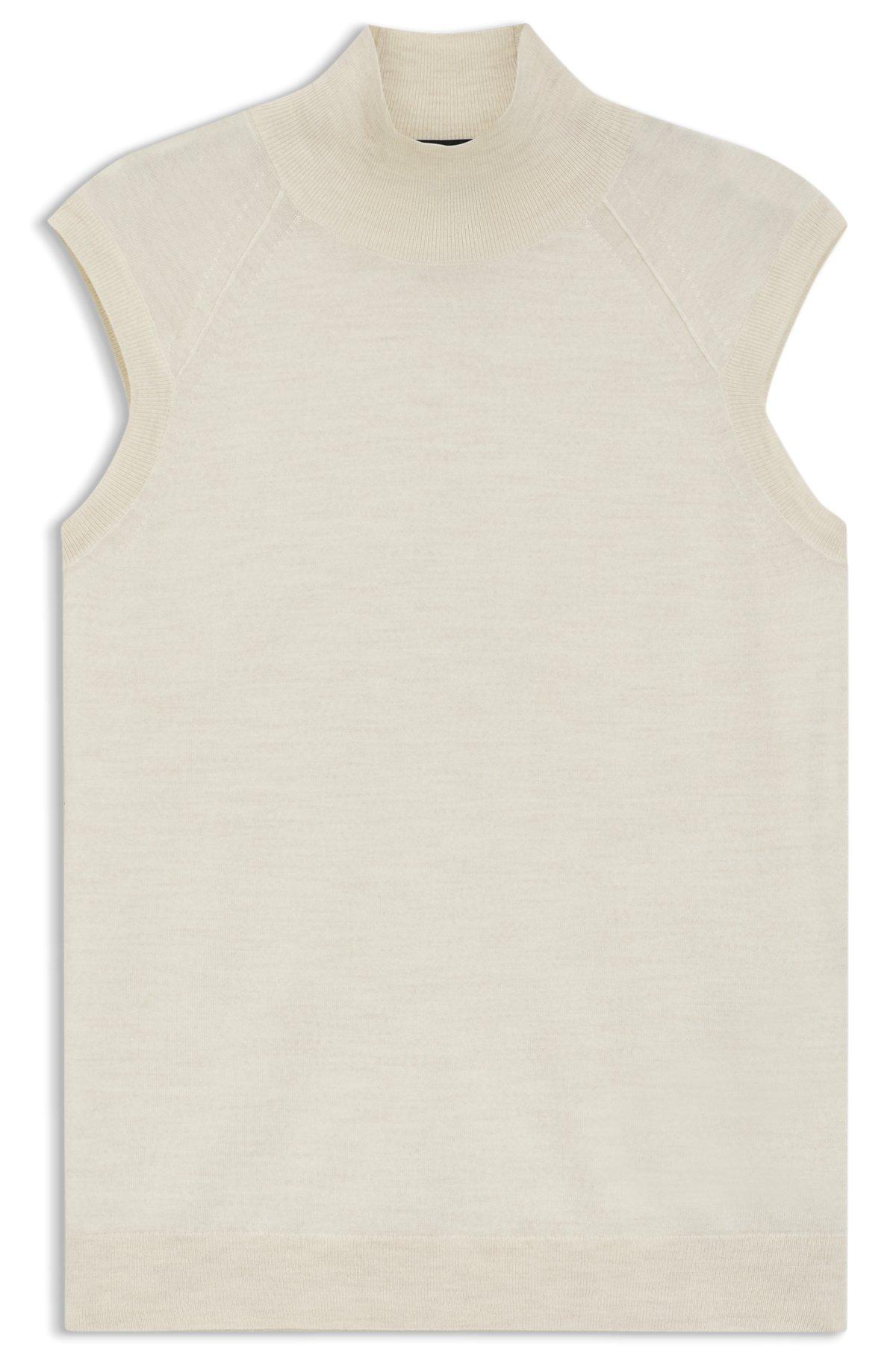 Sleeveless top in merino wool with mock neck Product Image