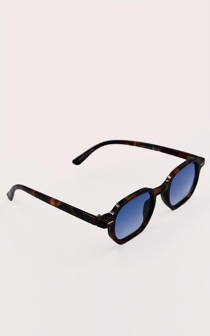 Tortoiseshell Honey Tort Blue Lense Square Sunglasses Product Image
