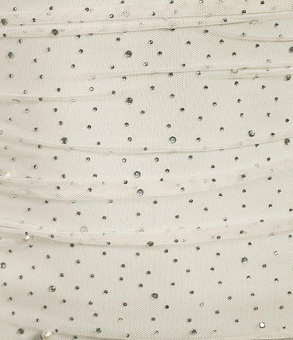 Midnight Doll Pearl And Stone Power Mesh Ruched Bodycon Dress Product Image