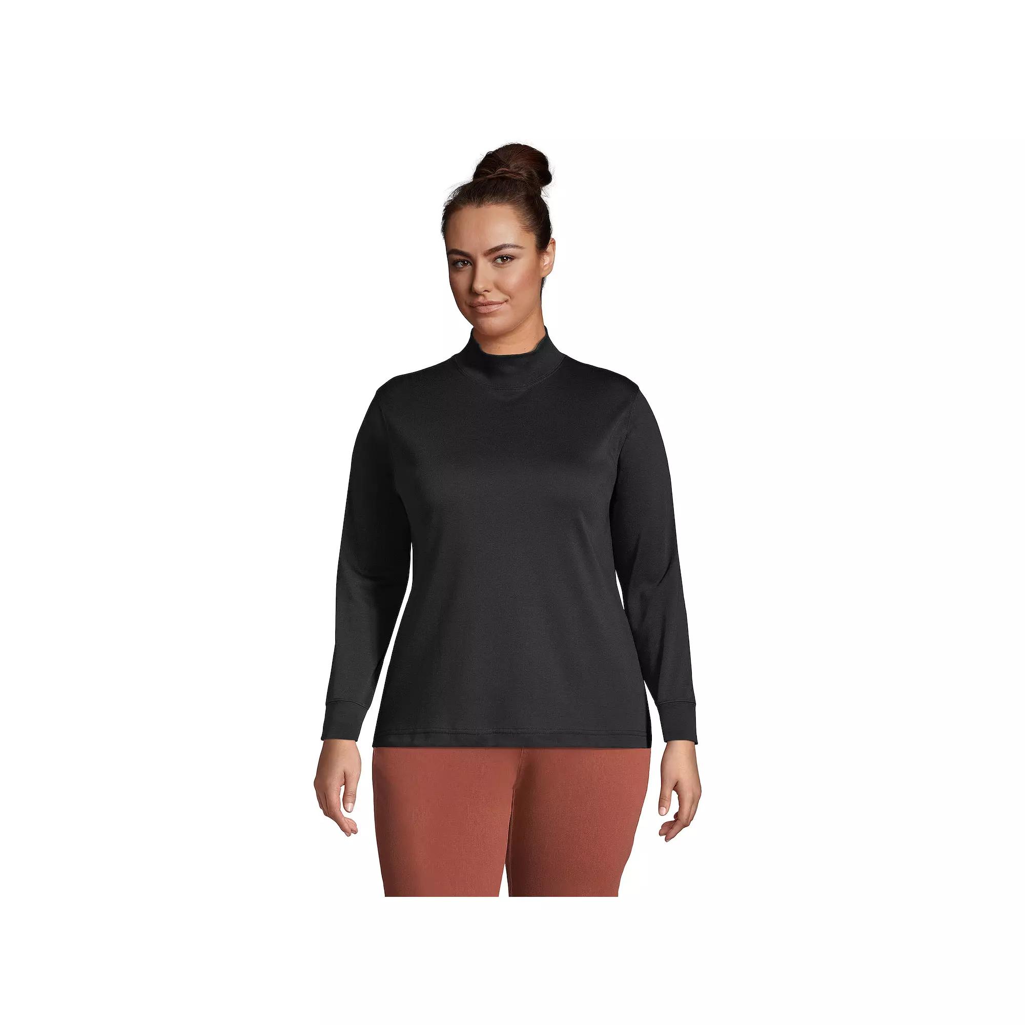 Plus Size Lands' End Supima Cotton Mockneck Top, Women's, Size: 2XL, Black Product Image