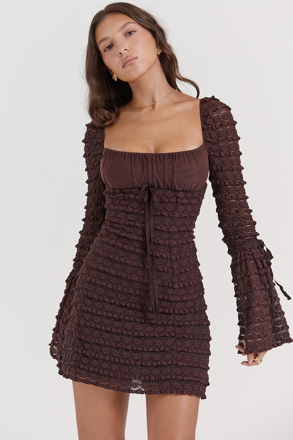 Marisa  espresso lace dress - sale Product Image