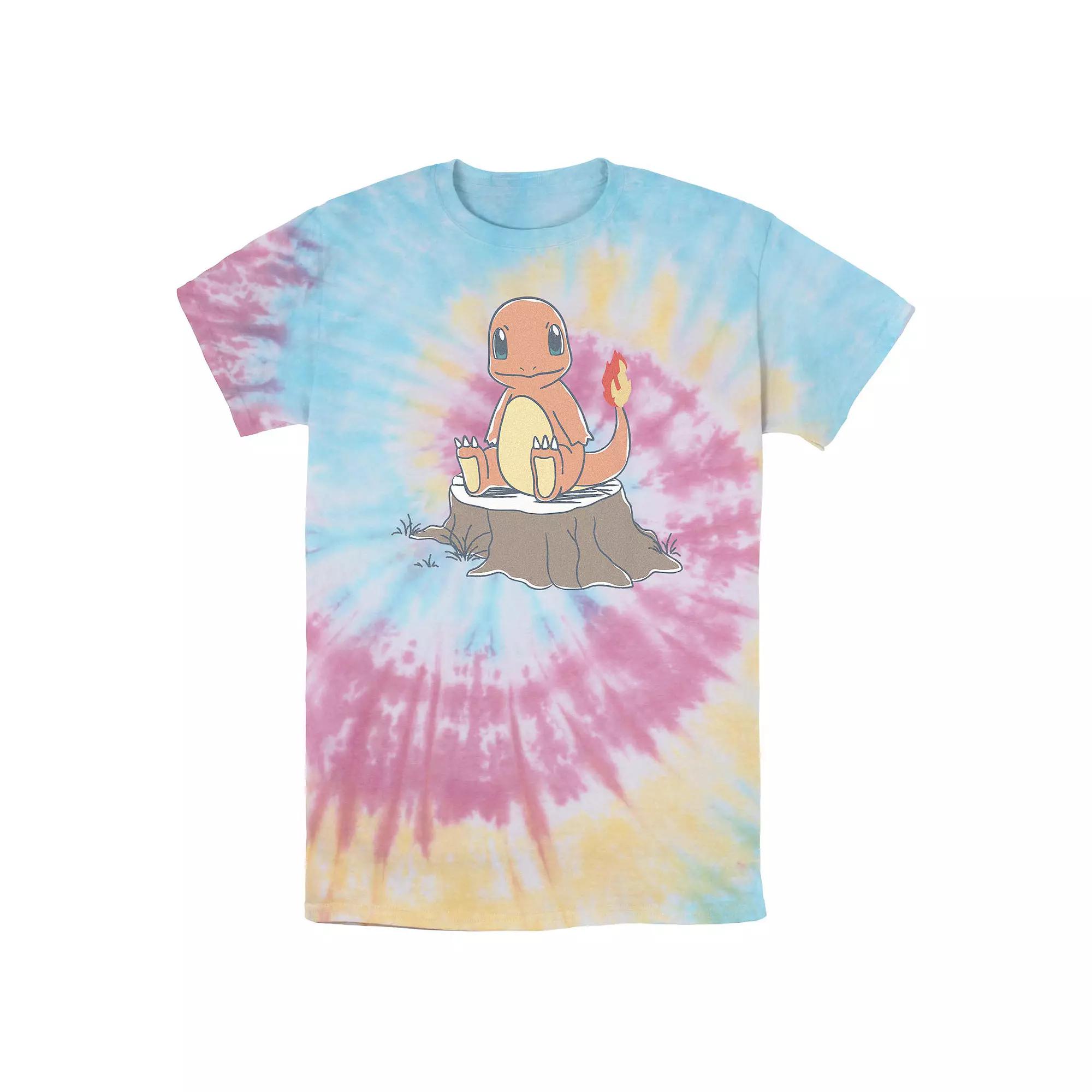 Mens Pokemon Resting Charmander Tie Dye Graphic Tee Product Image