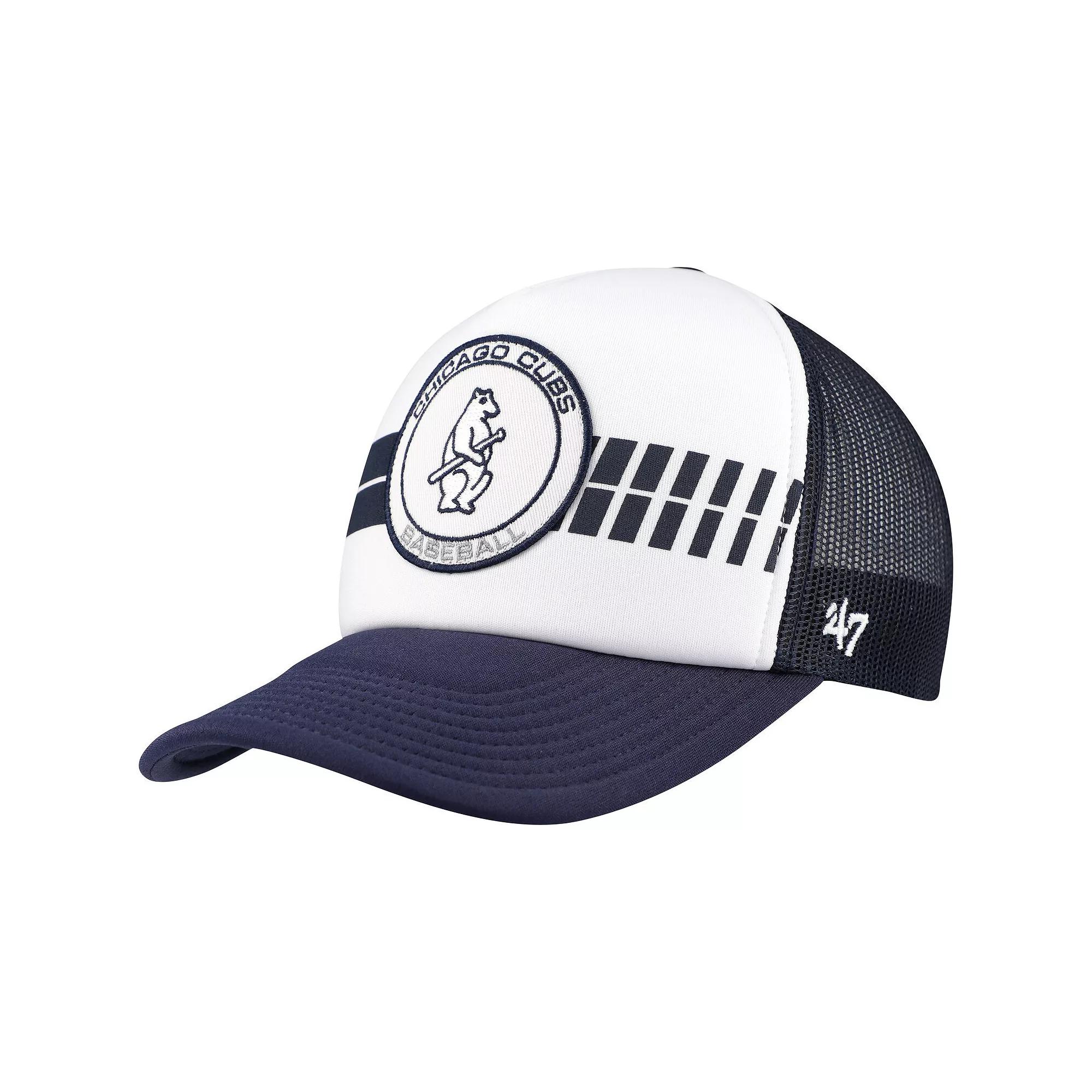 Men's '47 White/Navy Chicago Cubs Cooperstown Collection Wax Pack Express Trucker Adjustable Hat, Blue Product Image