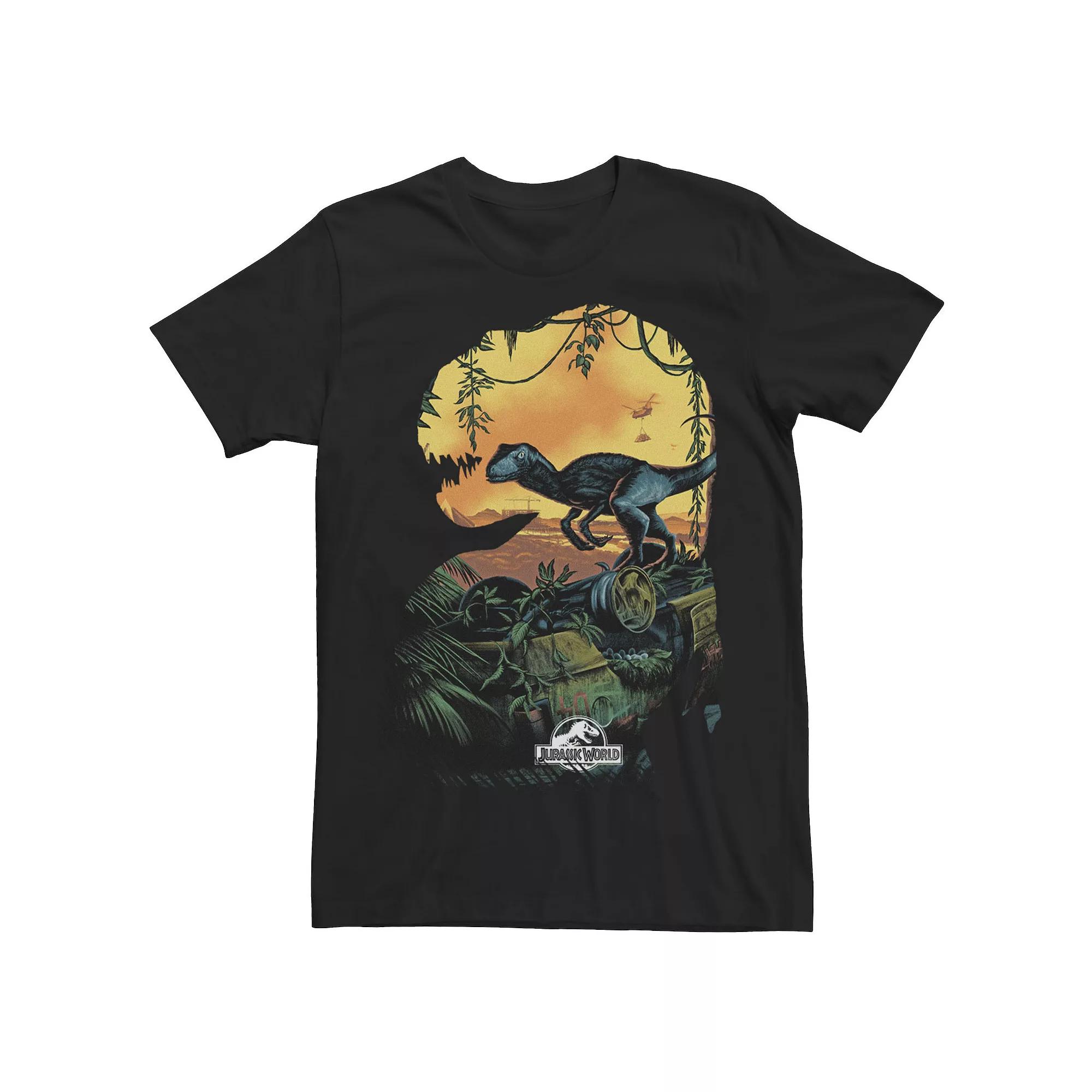 Men's Jurassic World Raptor T-Rex Silhouette Tee, Size: XXL, Black Product Image