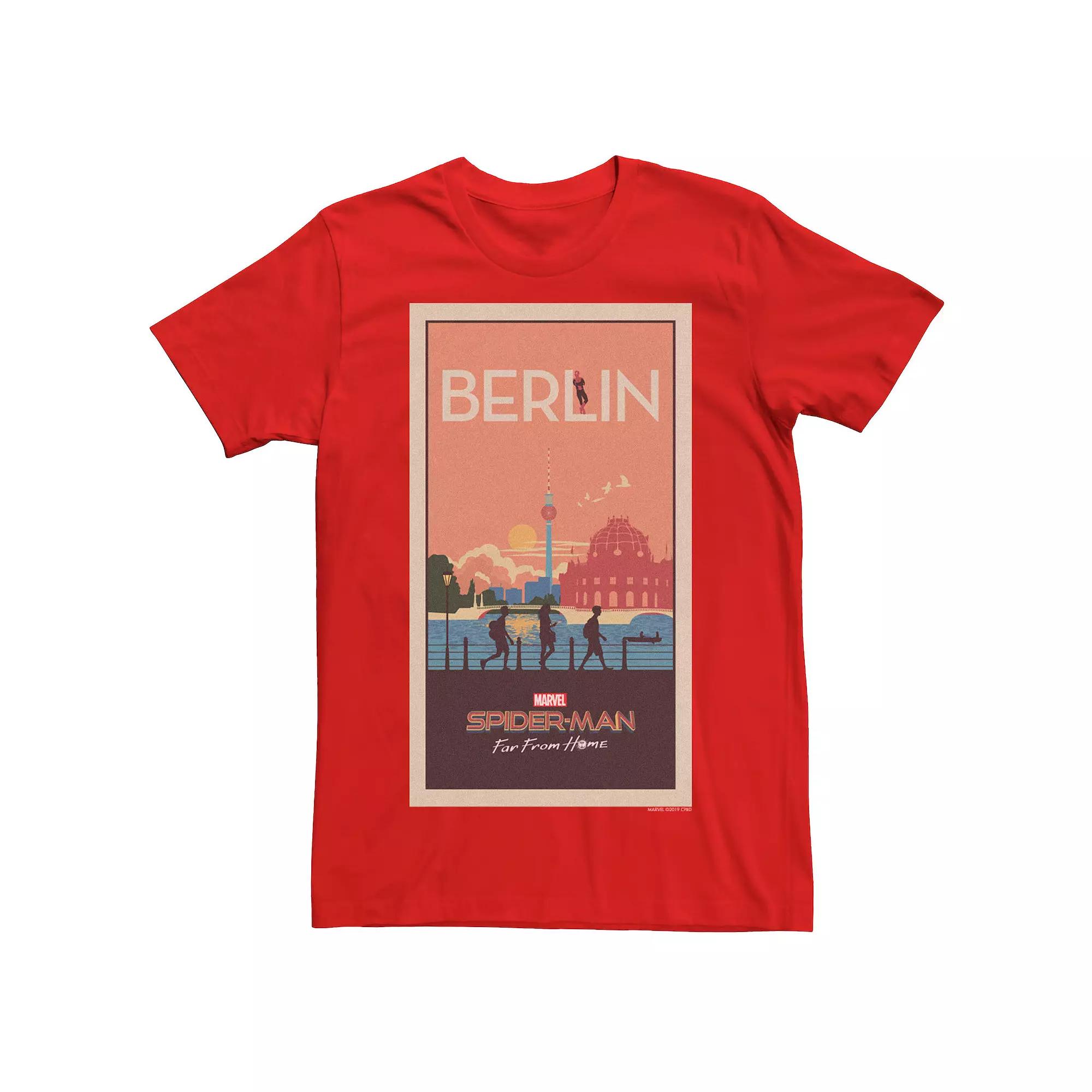 Men's Marvel Spider-Man Far From Home Berlin Abstract Movie Poster Graphic Tee, Size: Large, Red Product Image