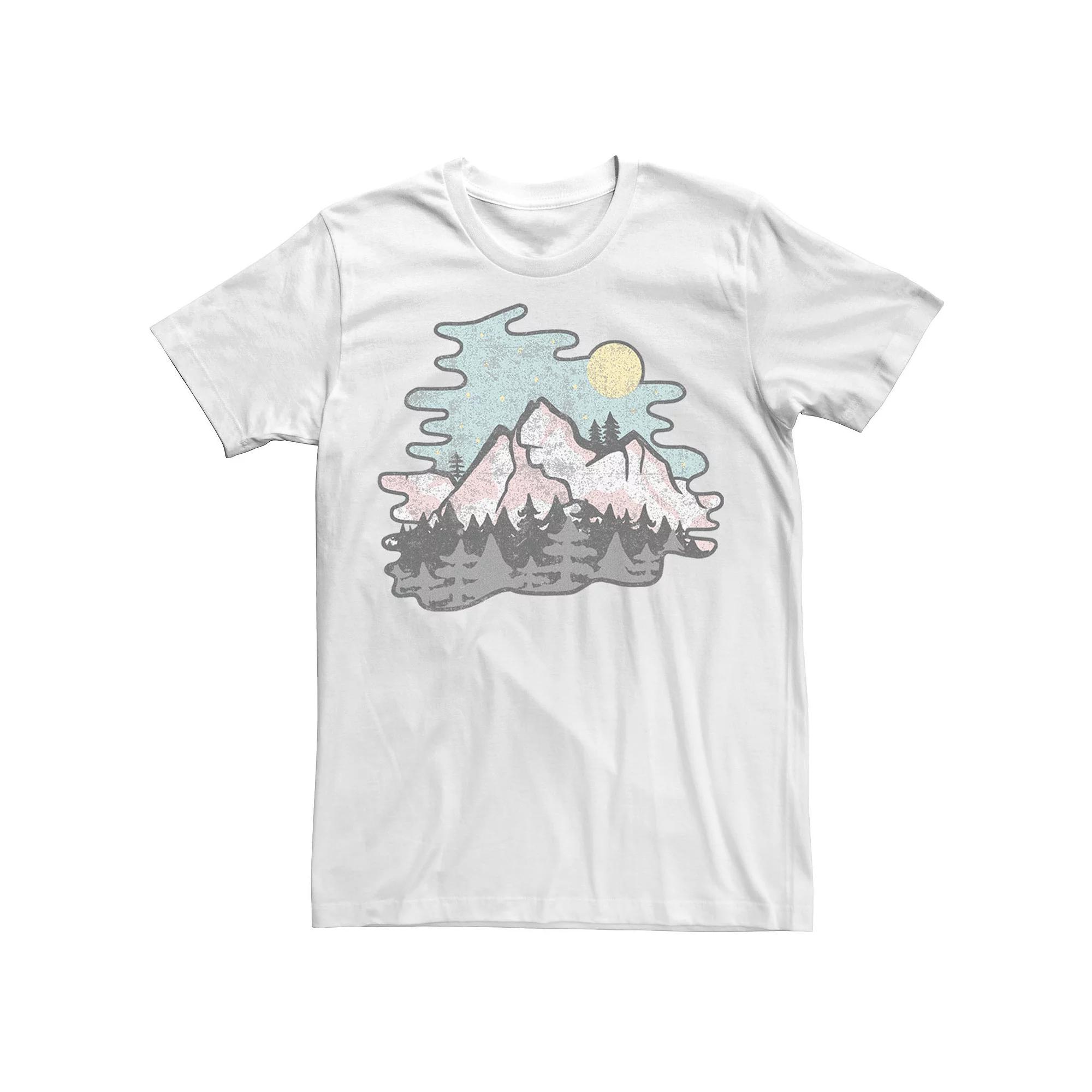 Men's Vintage Style Mountains At Twilight Nature Tee,  Product Image