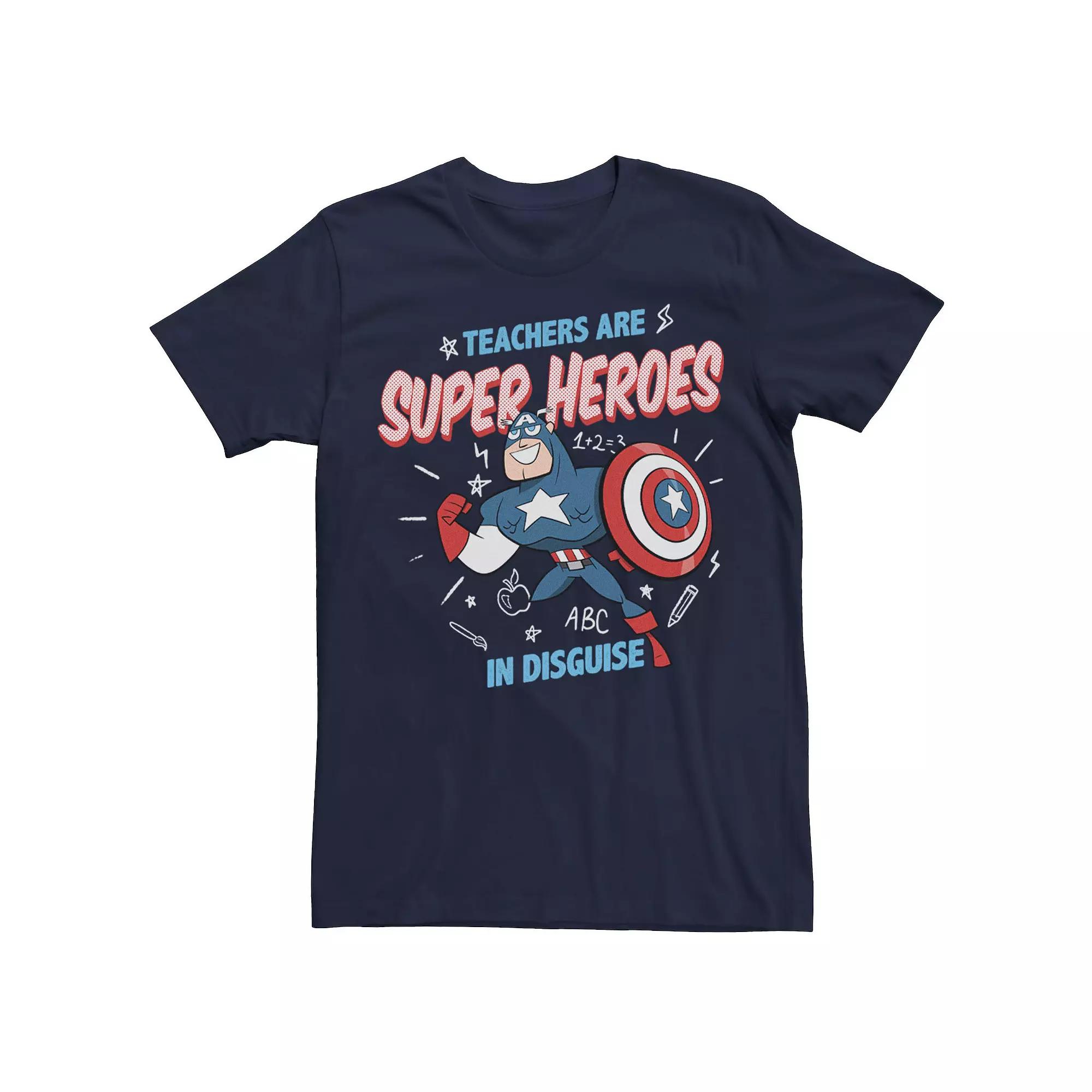 Men's Marvel Captain America Teachers Are Heroes Tee,  Product Image