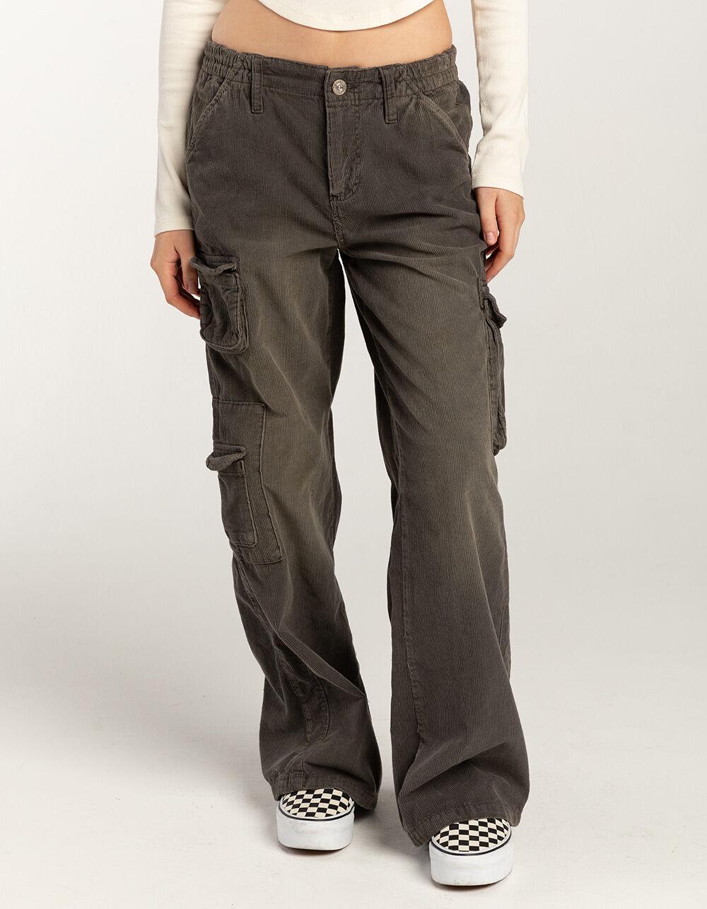BDG Urban Outfitters Y2K Mid Rise Corduroy Womens Cargo Pants - CHARCOAL Product Image