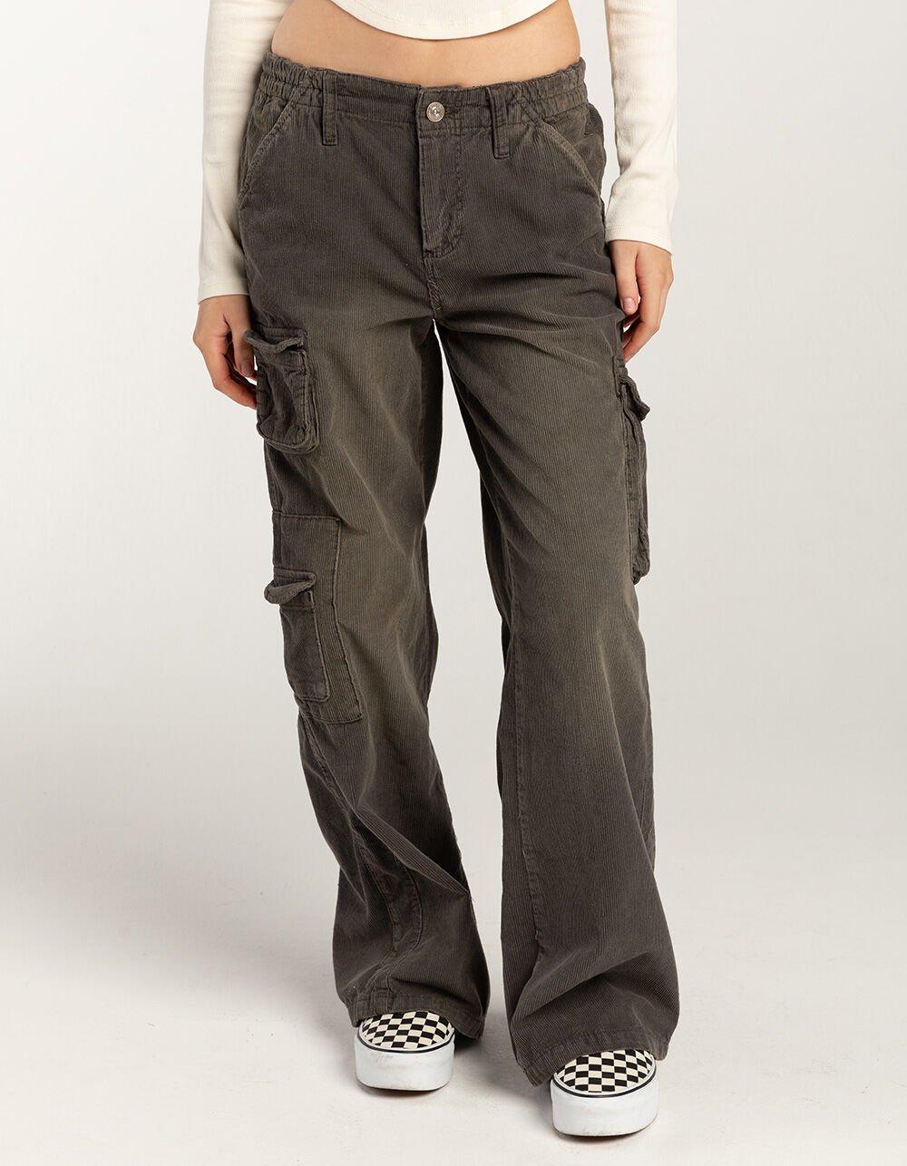 BDG Urban Outfitters Y2K Mid Rise Corduroy Womens Cargo Pants - CHARCOAL Product Image