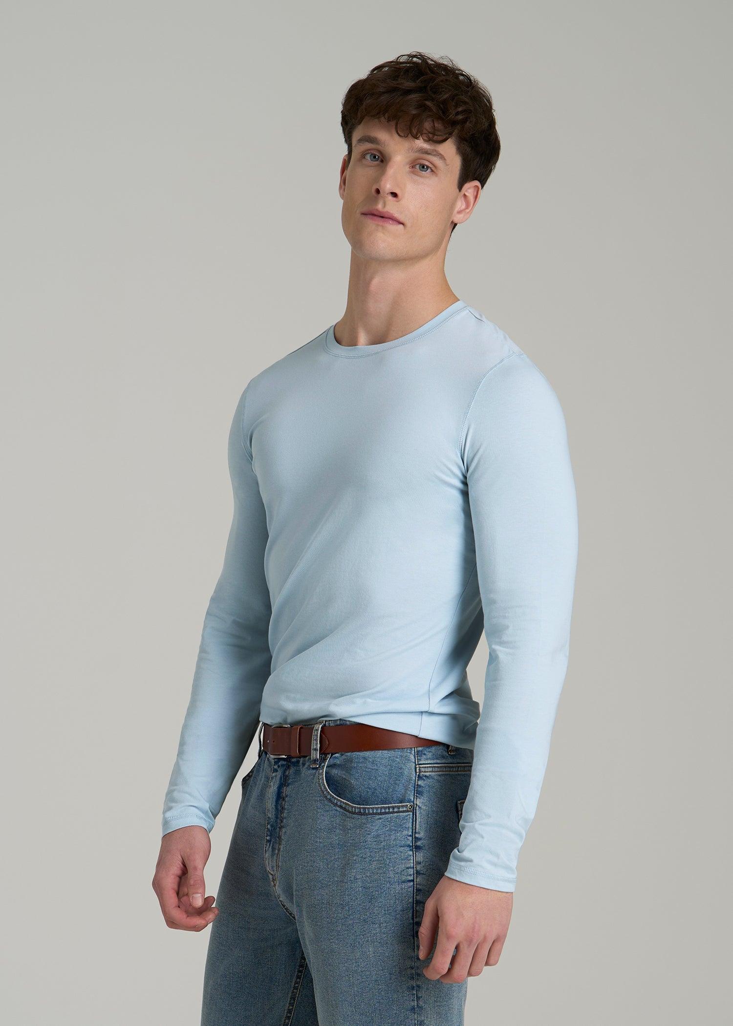 The Essential SLIM-FIT Long Sleeve Tee for Tall Men in Ice Blue Male Product Image