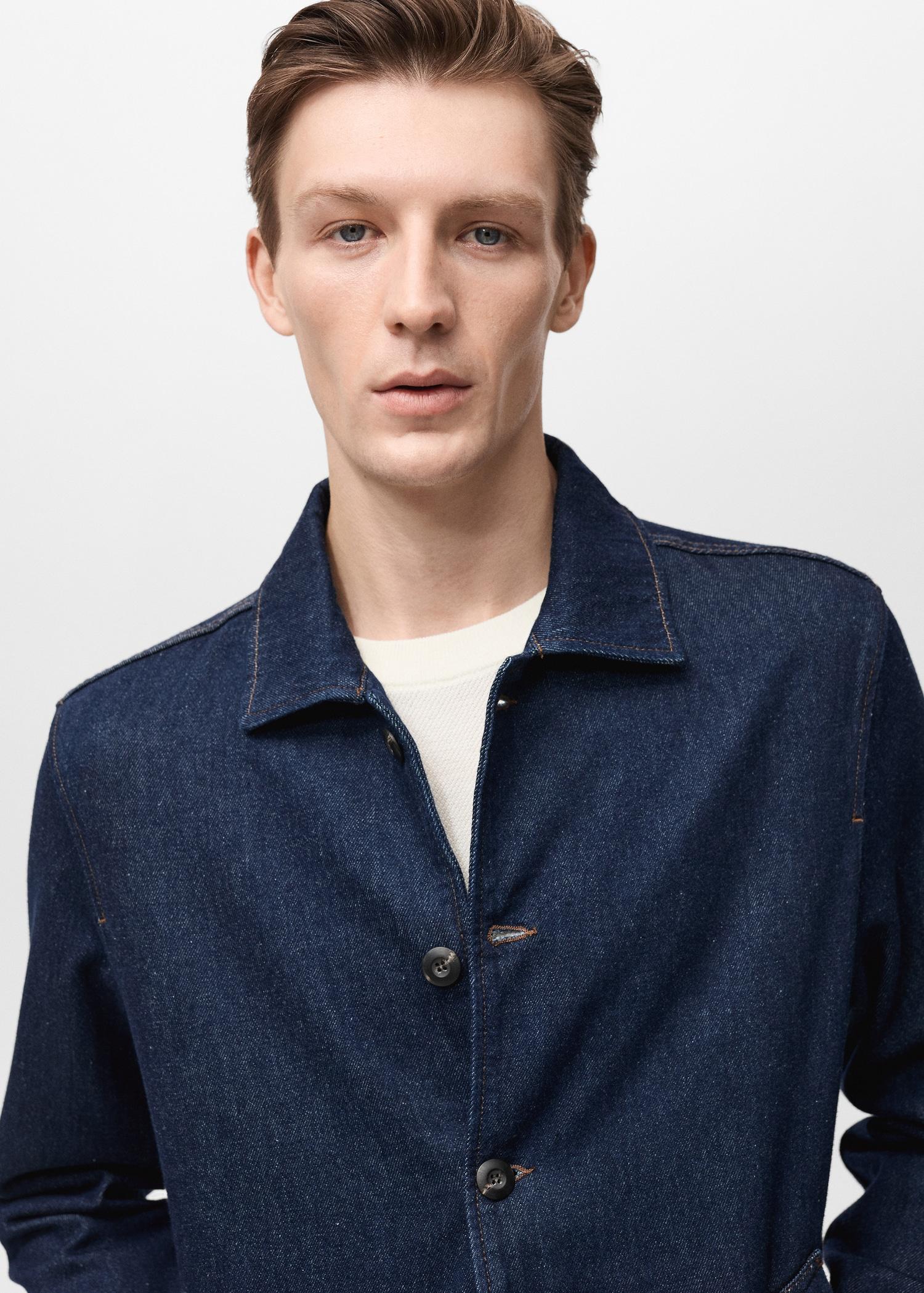 Regular-fit denim overshirt - Men | MANGO USA Product Image