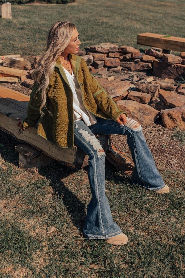 Bonfire Nights Quilted Jacket in Olive Product Image