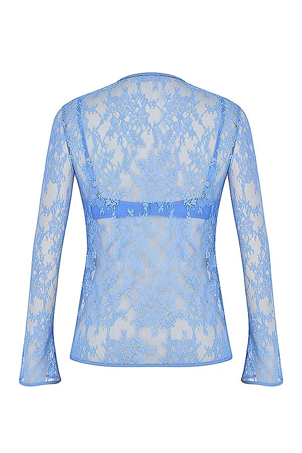 Clara  blue satin bias cut midi skirt Product Image