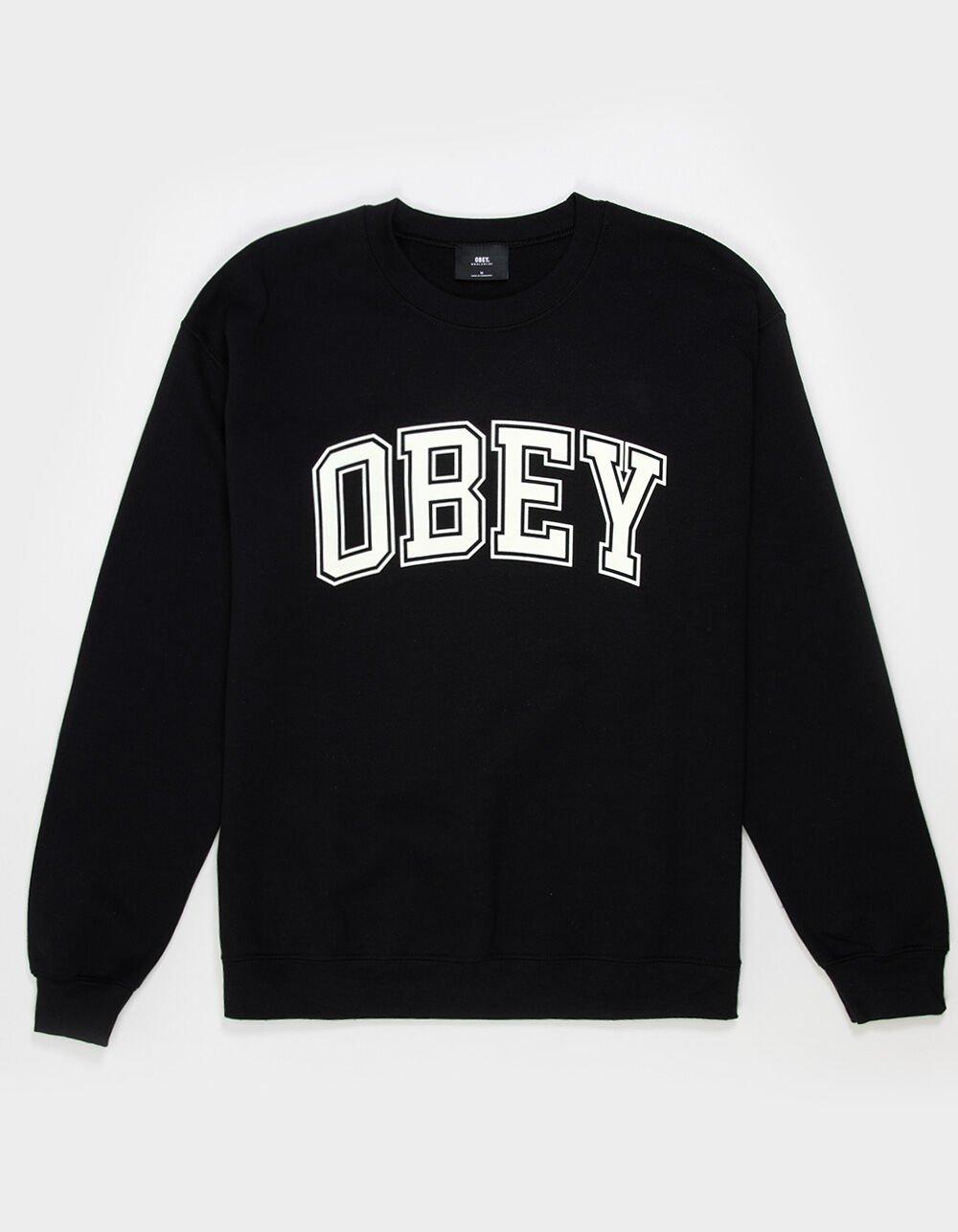 OBEY Academic Mens Crewneck Sweatshirt - BLACK Product Image