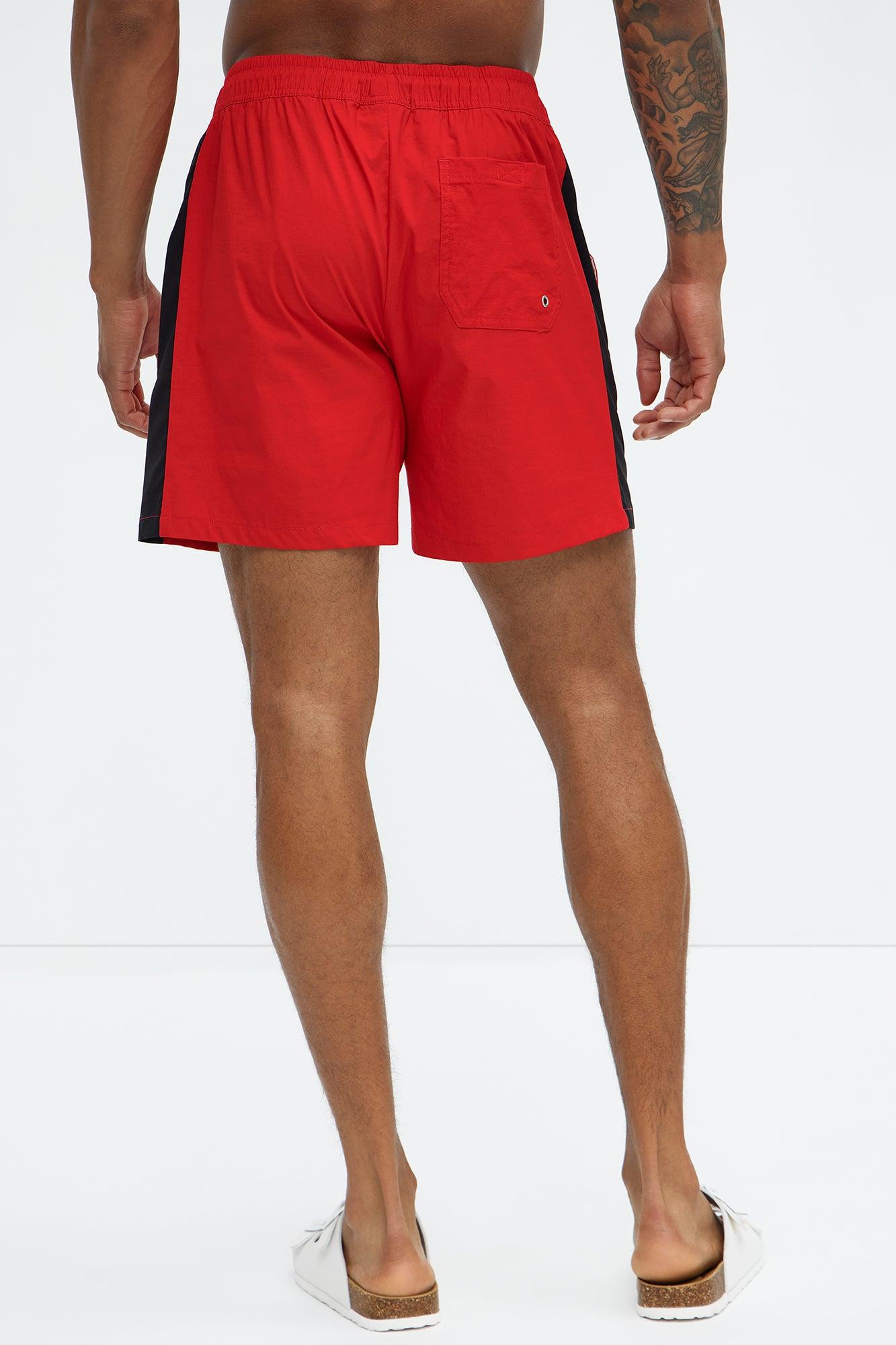 Contrast On The Side Swim Classic Trunk - Red/combo Product Image