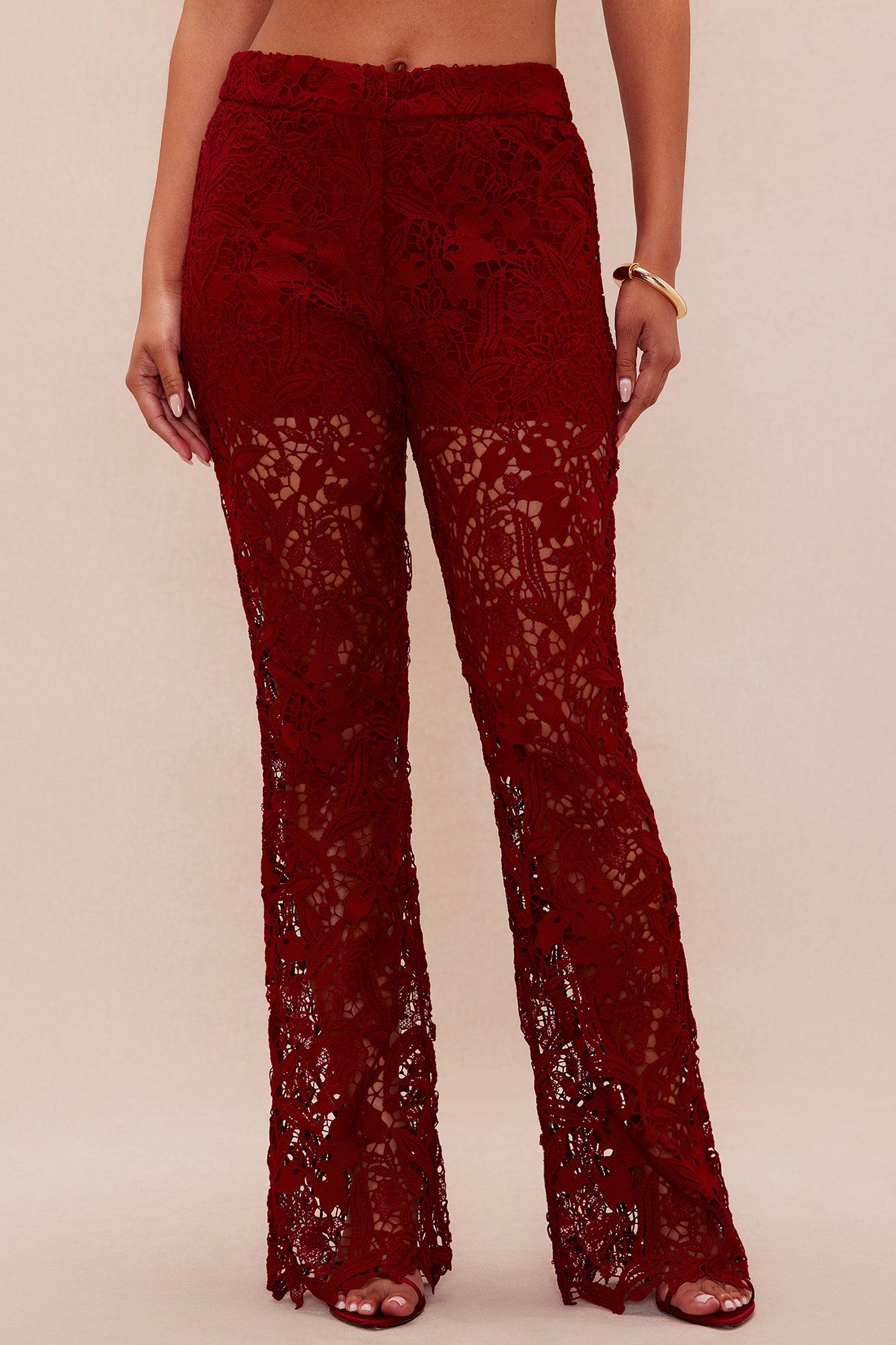 Brandi Lace Pant - Burgundy Female Product Image