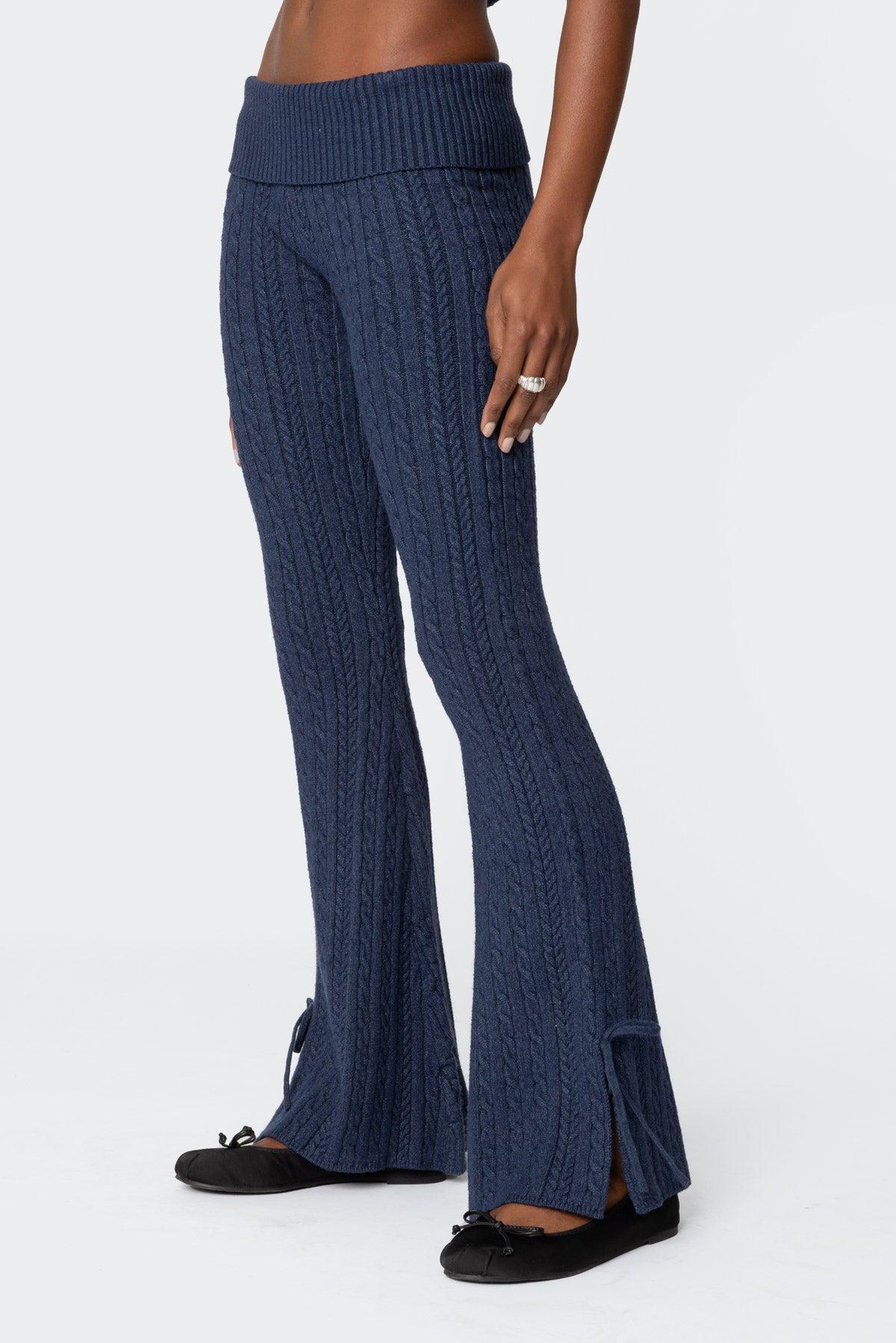 Chase Fold Over Cable Knit Pants Product Image