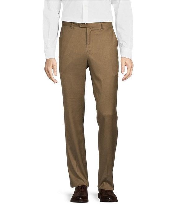 Roundtree & Yorke Luxury Gabardine Ultimate Comfort Straight Fit Flat Front Dress Pants Product Image