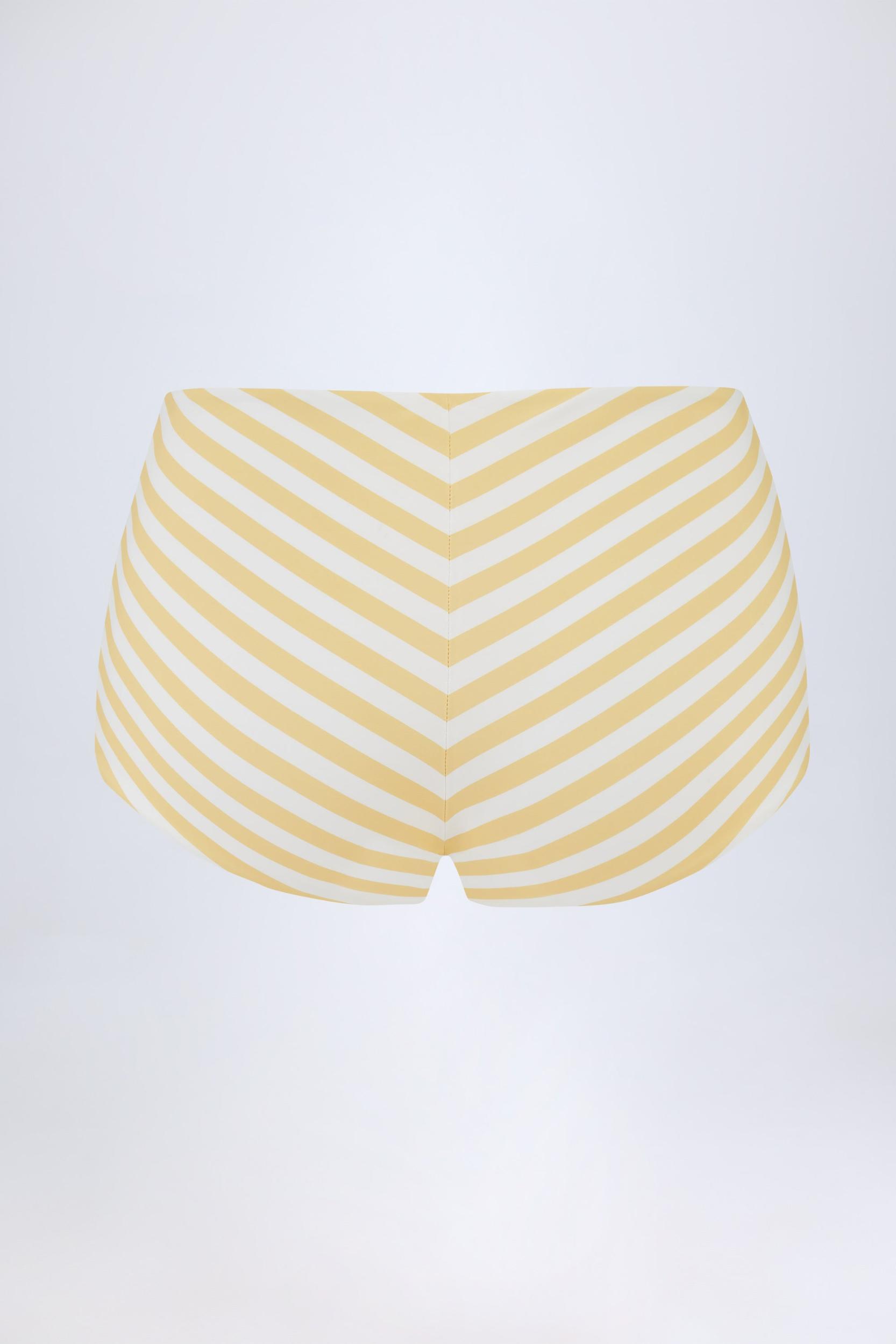 Mid-Rise Hot Pants in Lemon Yellow Stripe Product Image