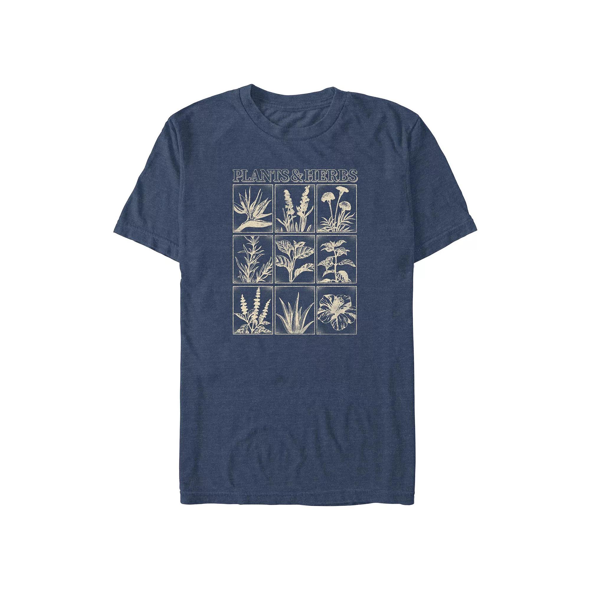 Big & Tall Plants And Herbs Images Graphic Tee, Men's, Size: XL Tall, Navy Grey Product Image