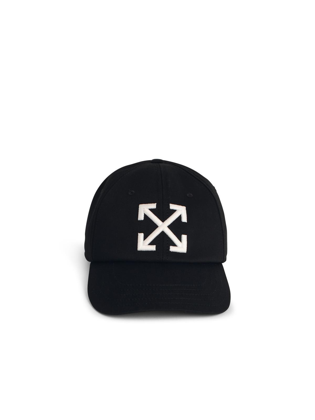 OFF-WHITE Arrow Brand-embroidered Cotton-twill Baseball Cap In Black White Product Image