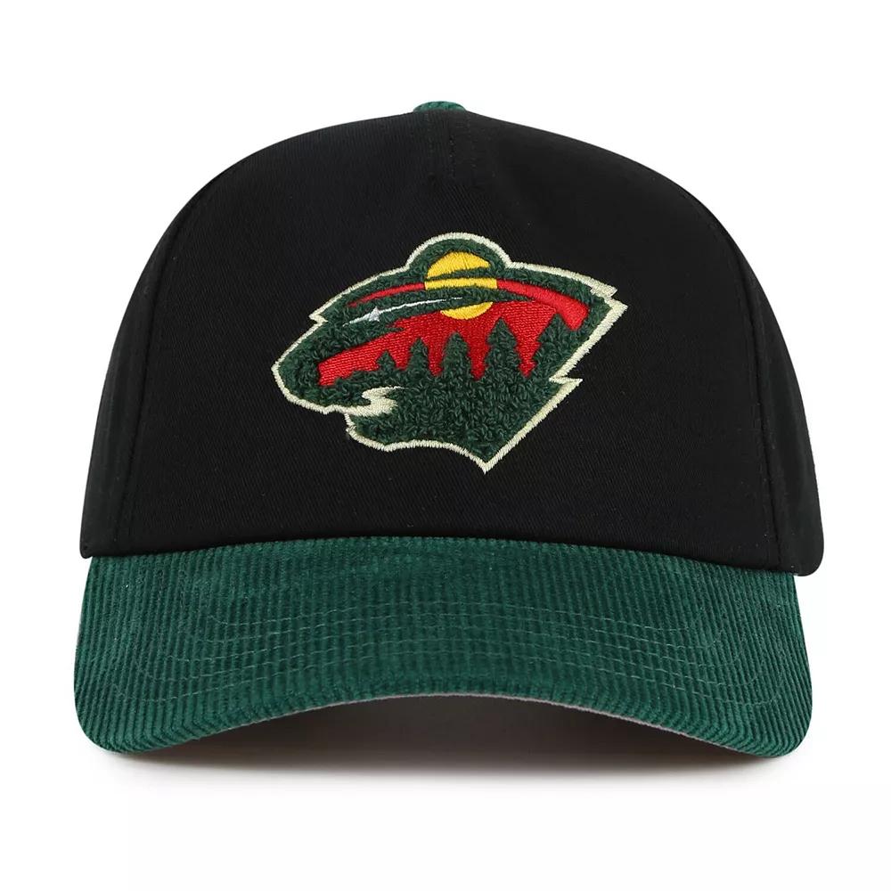 Men's American Needle Black/Green Minnesota Wild Burnett Adjustable Hat Product Image