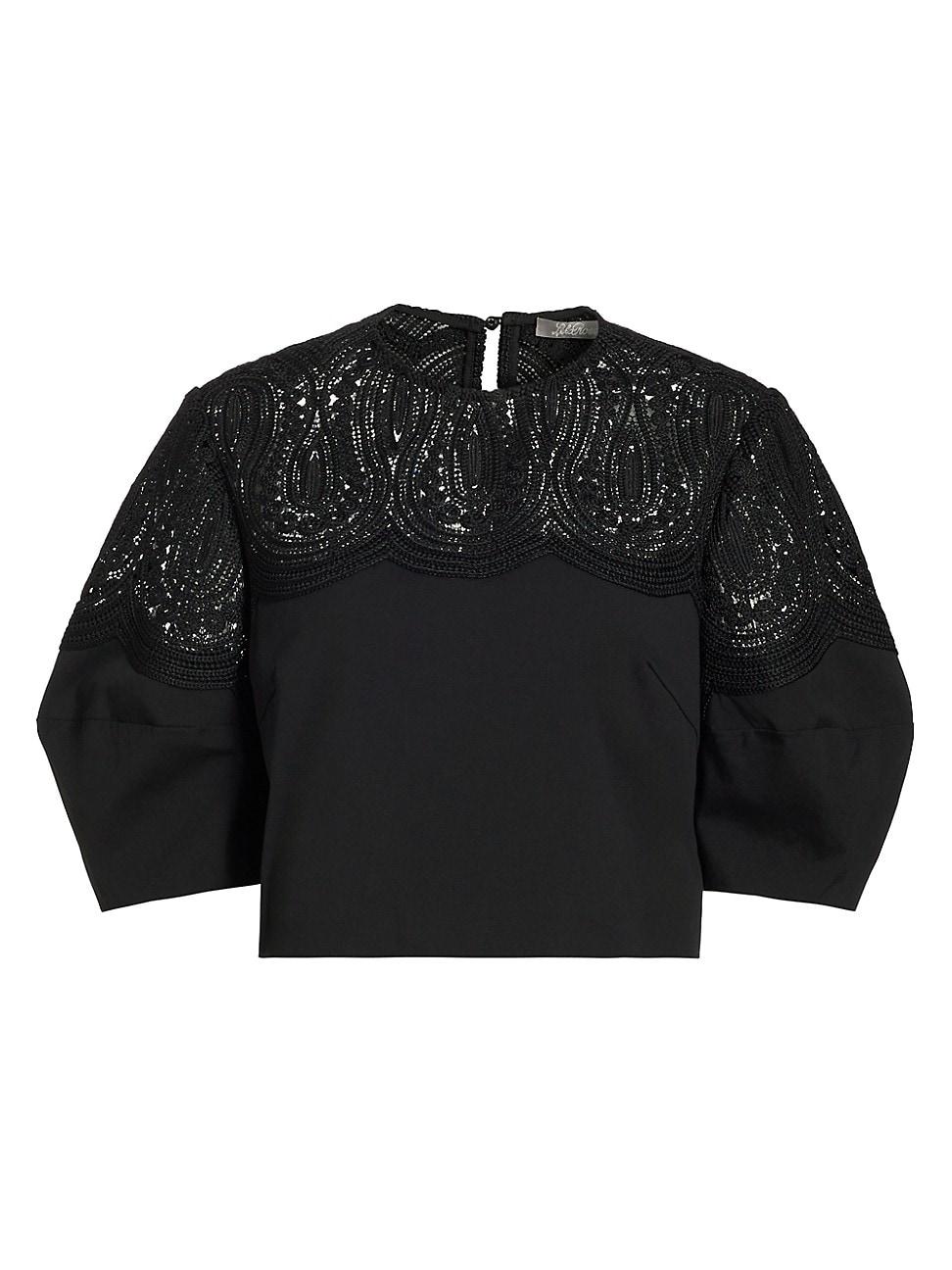 Womens Iris Corded Lace Puff-Sleeve Top Product Image