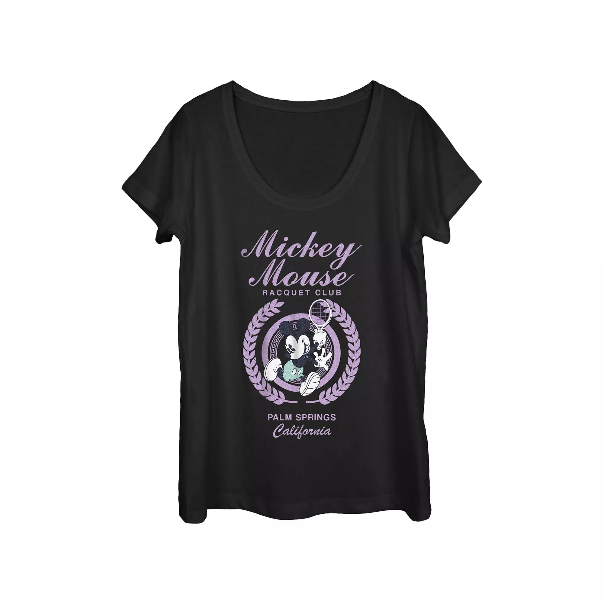 Disney's Mickey Mouse Raquet Club Scoop Neck Juniors' Graphic Tee, Women's,  Product Image