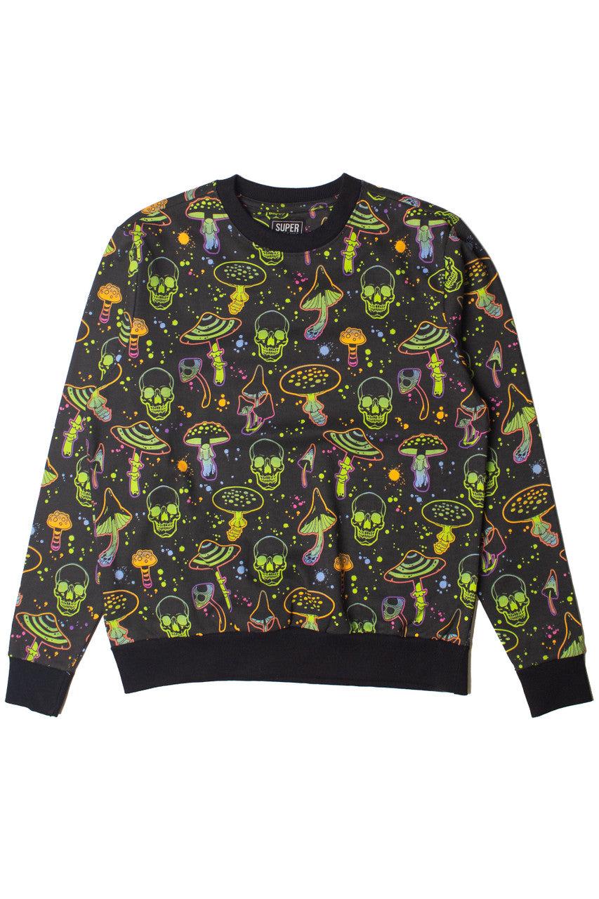 Neon Mushrooms & Skulls Sweatshirt Product Image