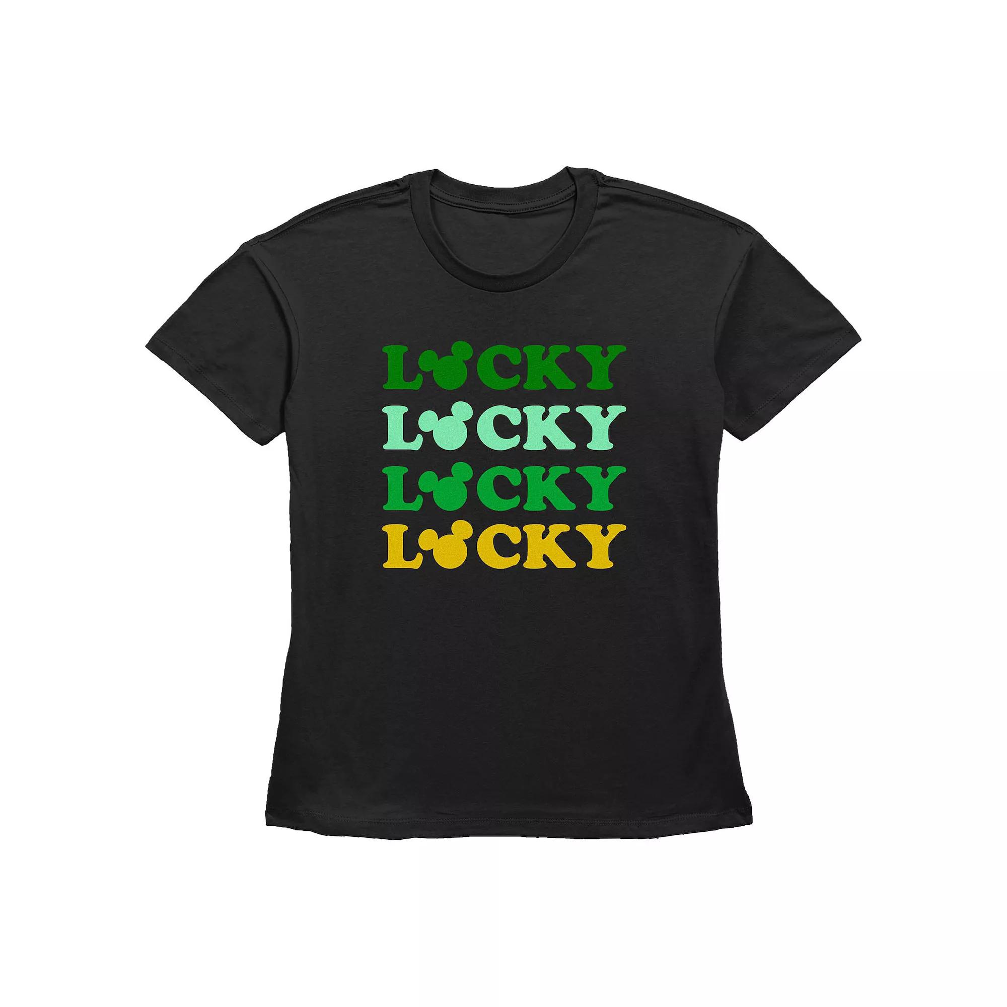 Disney's Mickey Mouse Lucky Word Stack Women's Graphic Tee, Size: XS, Black Product Image