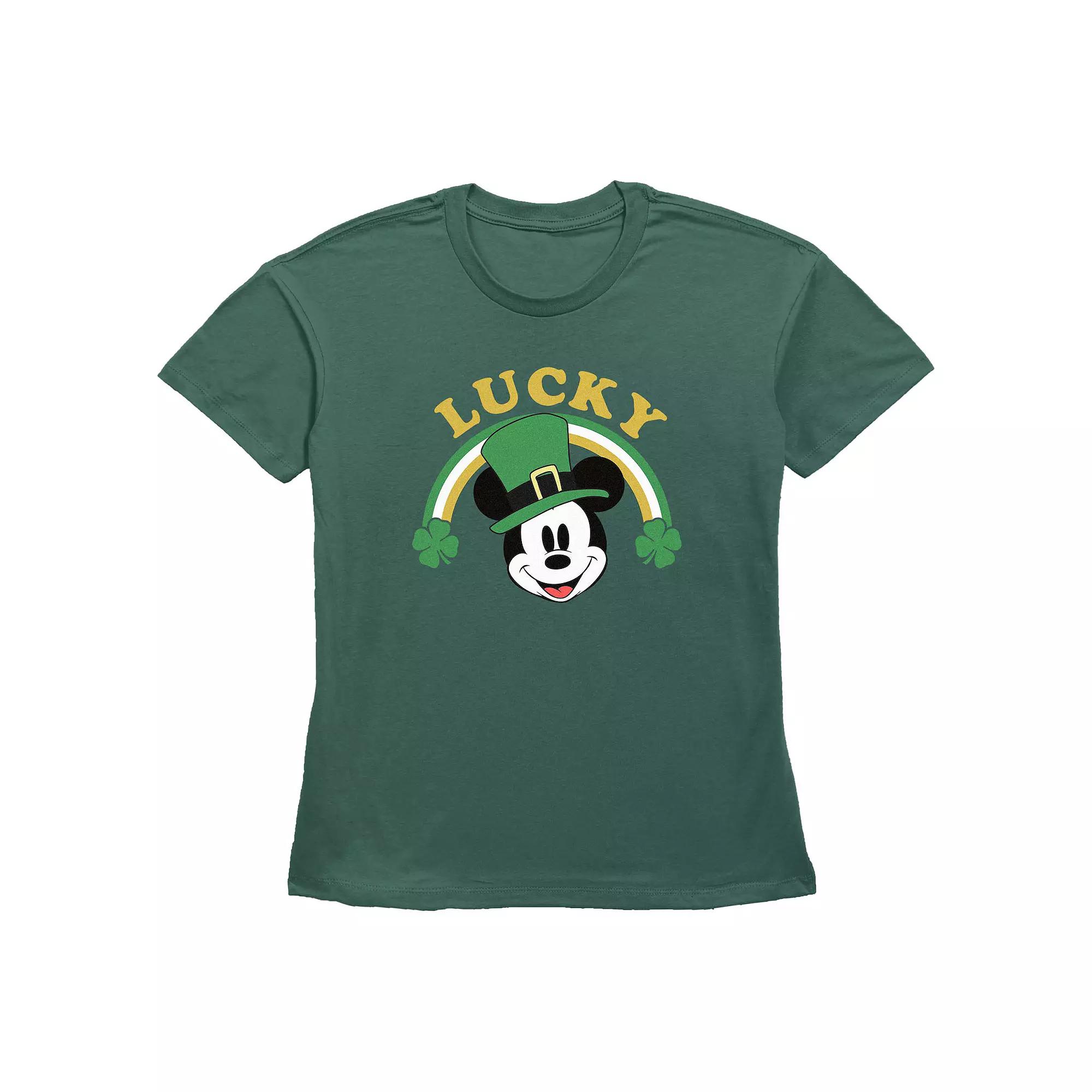 Disney's Mickey Mouse Lucky Shamrock Rainbow Women's Graphic Tee,  Product Image