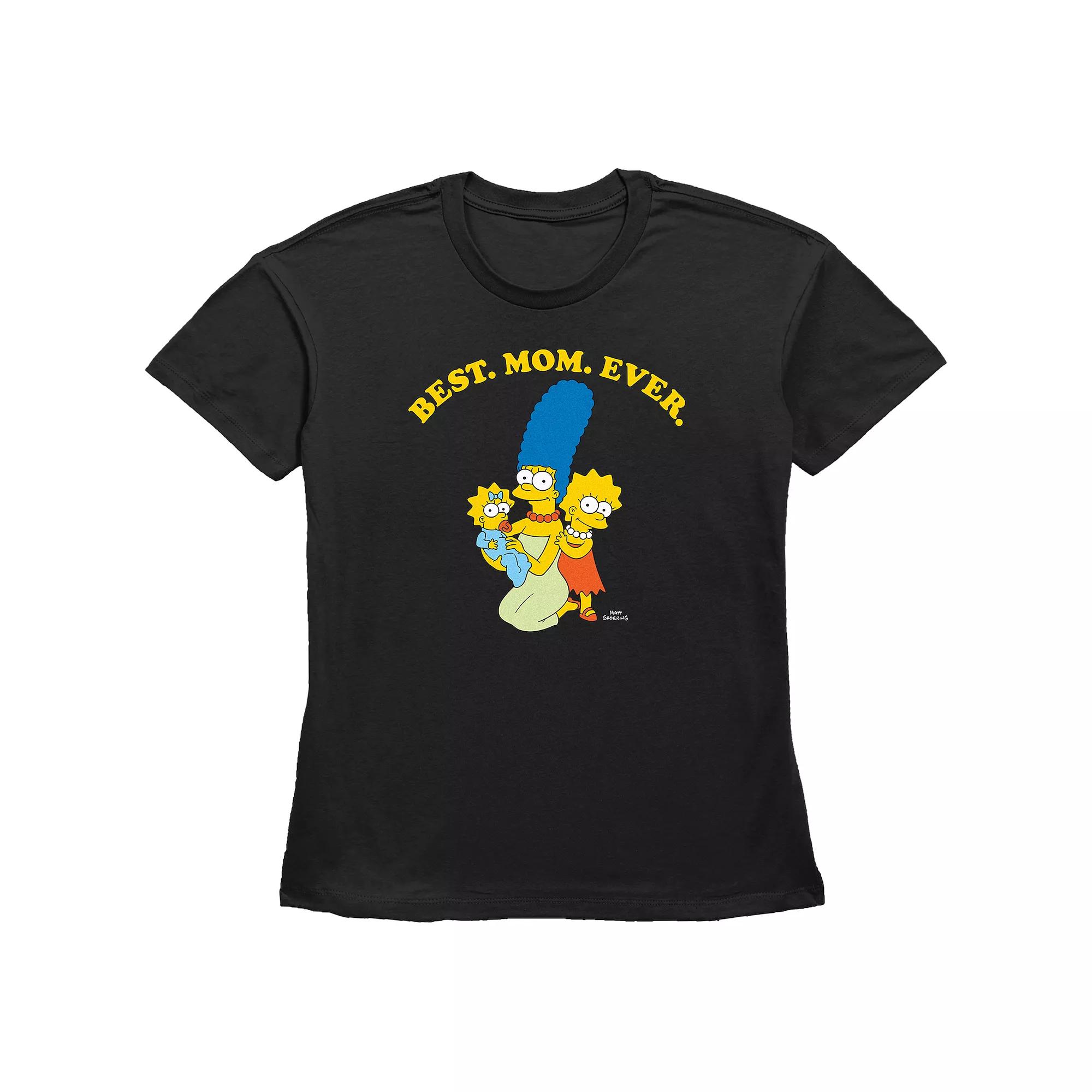 Women's The Simpsons Marge Best Mom Ever Basic Fit Graphic Tee, Girl's, Size: Small, Black Product Image