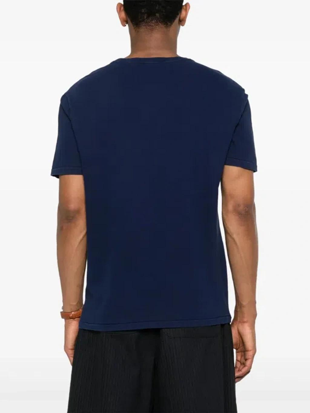 POLO RALPH LAUREN Midnight Blue Cotton Blended T-shirt With Logo Product Image