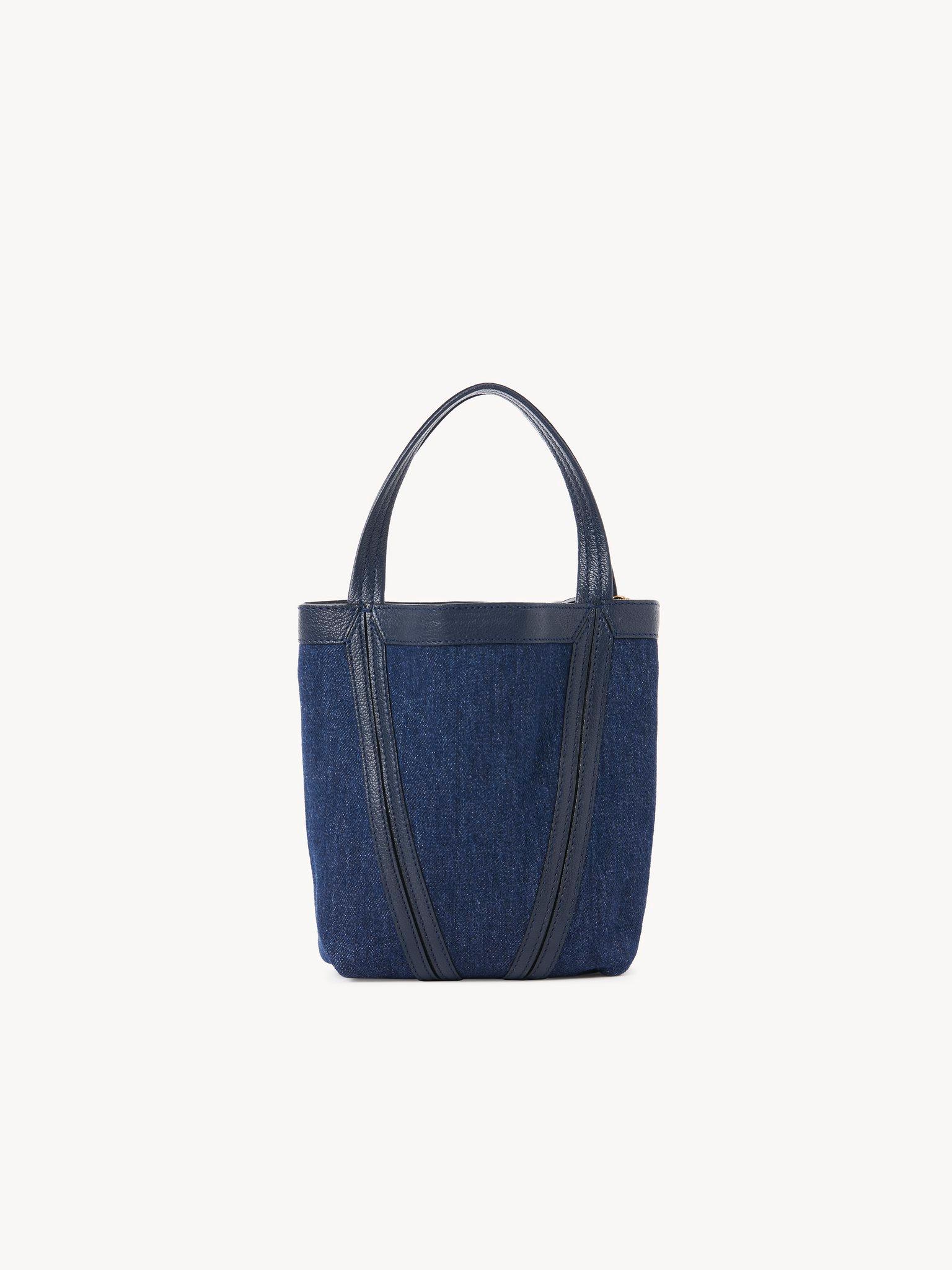 Small Chloé Spin tote bag in denim Product Image