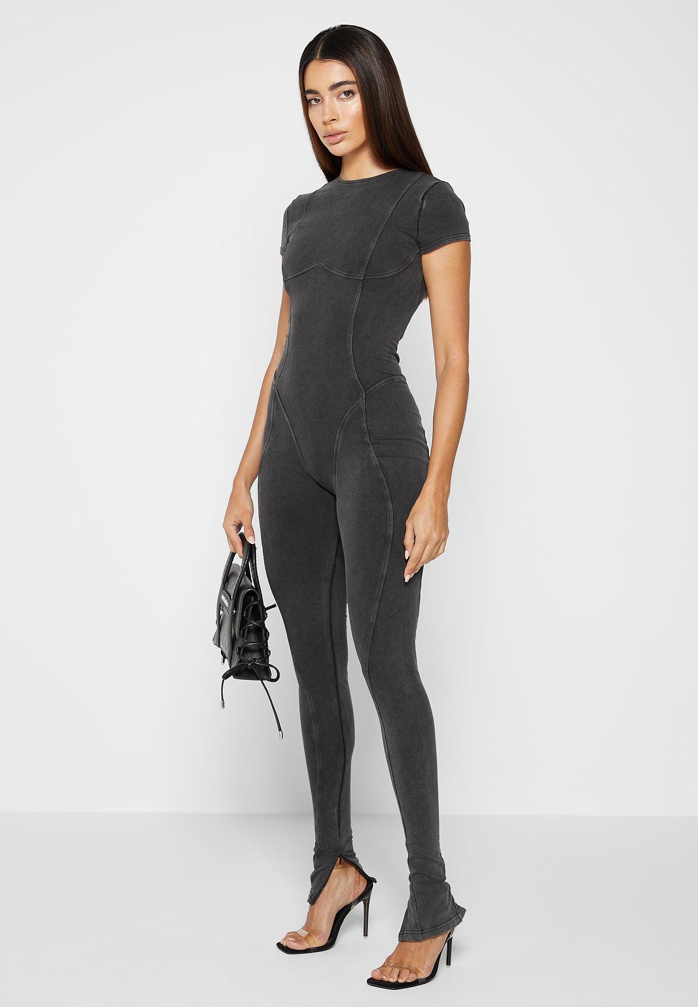 Cap Sleeve Contour Jumpsuit - Washed Grey Female Product Image