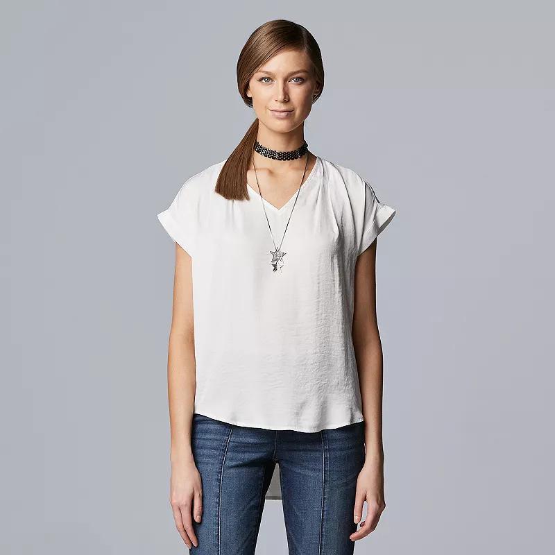 Women's Simply Vera Vera Wang V-Neck Top, Size: Small, White Knight Product Image