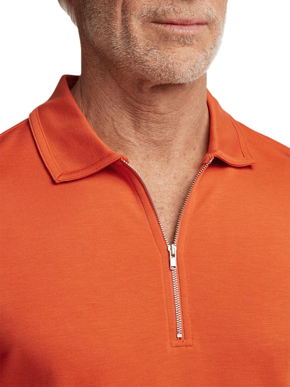 Lyocell Blend Quarter Zip Polo - Rust Product Image